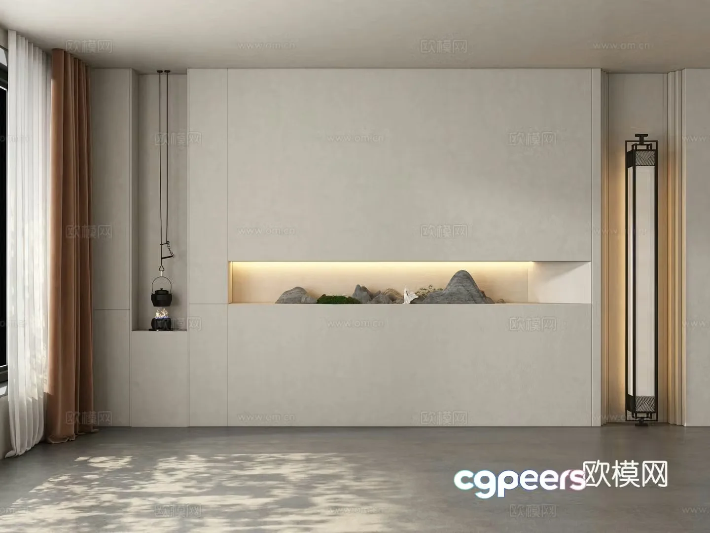 Modern tea room background wall 3d model