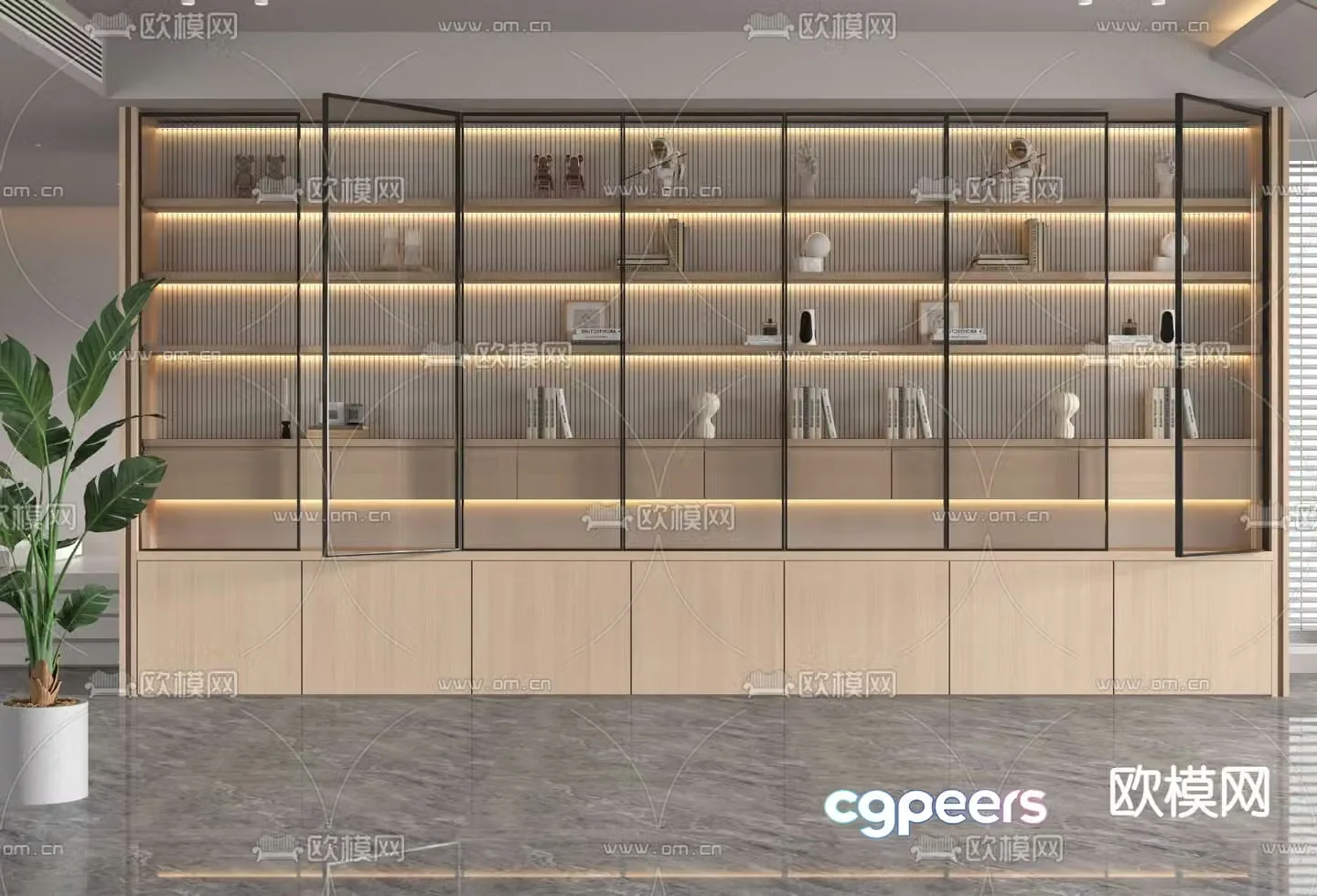 Glass decorative cabinet storage cabinet bookcase 3d model