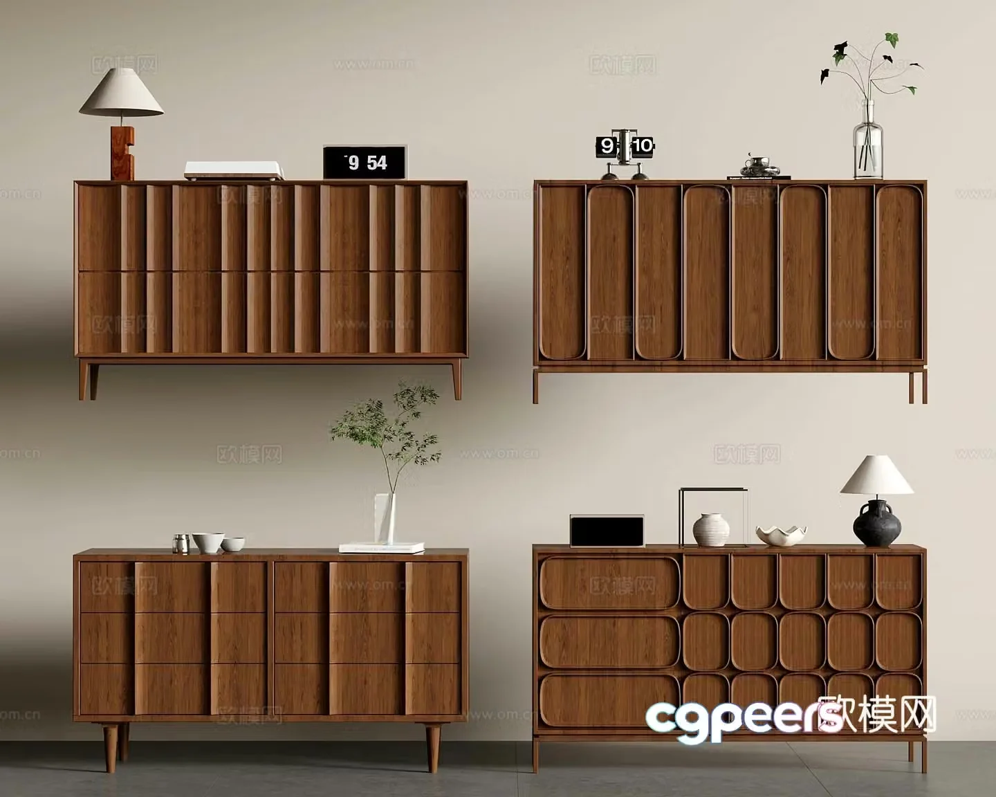 02 Middle-aged style porch cabinet decorative cabinet 3D model
