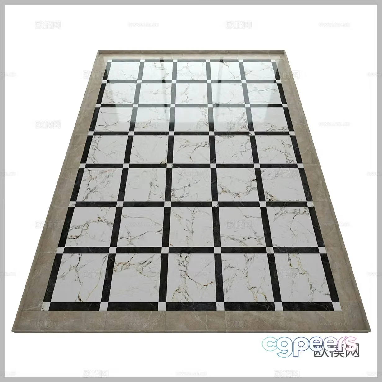 Hotel floor tiles flower tiles lattice floor tiles bathroom tiles kitchen and bathroom tiles 3D model
