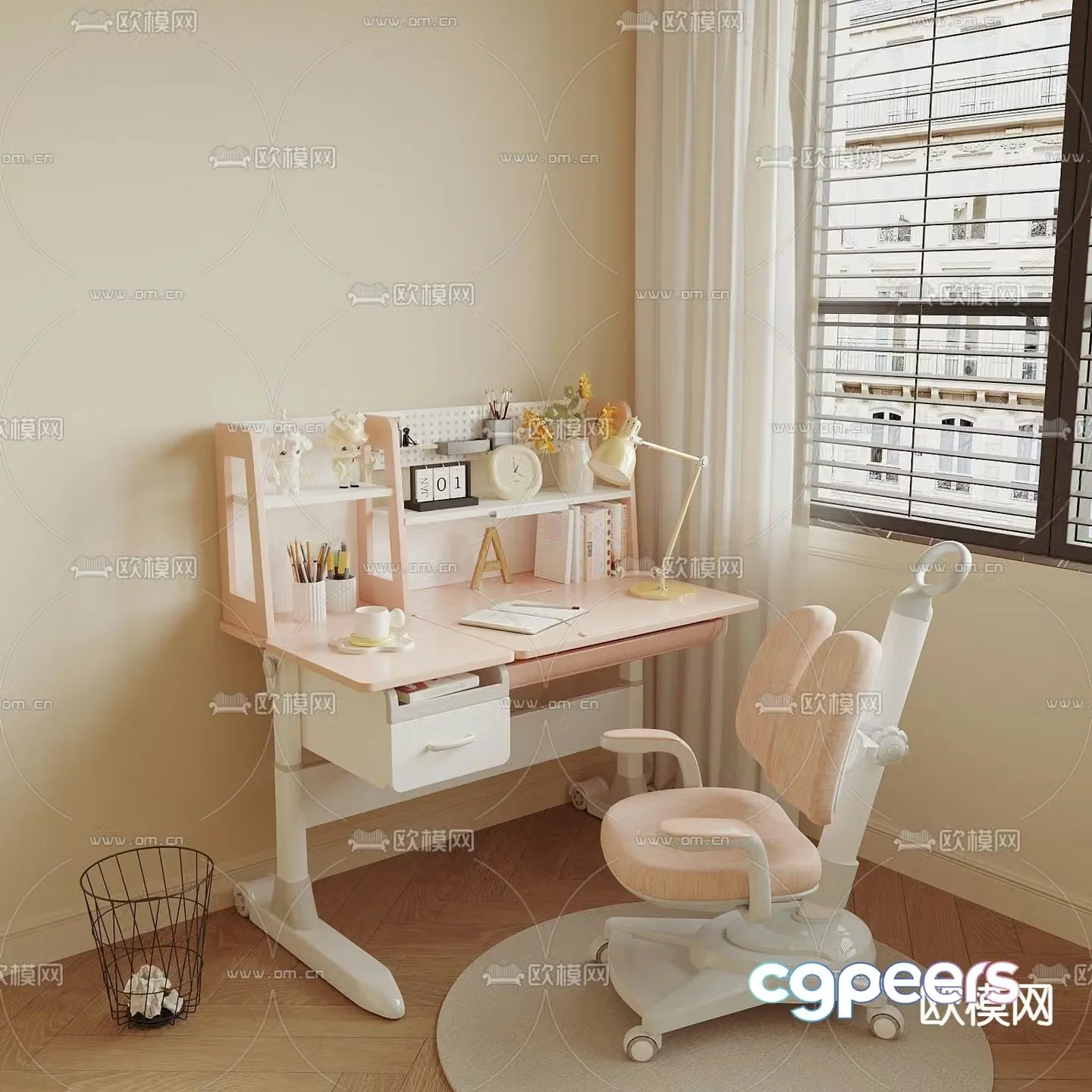 Children’s study table lifting table 3D model