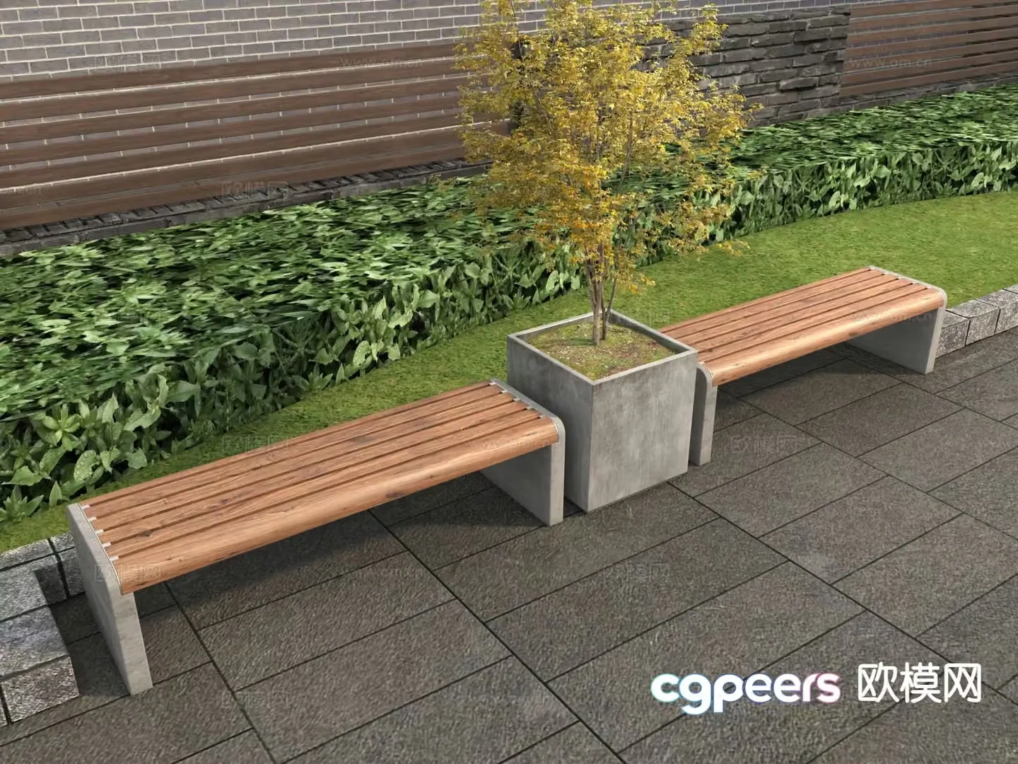 Modern landscape seat outdoor chair street rest bench 3d model
