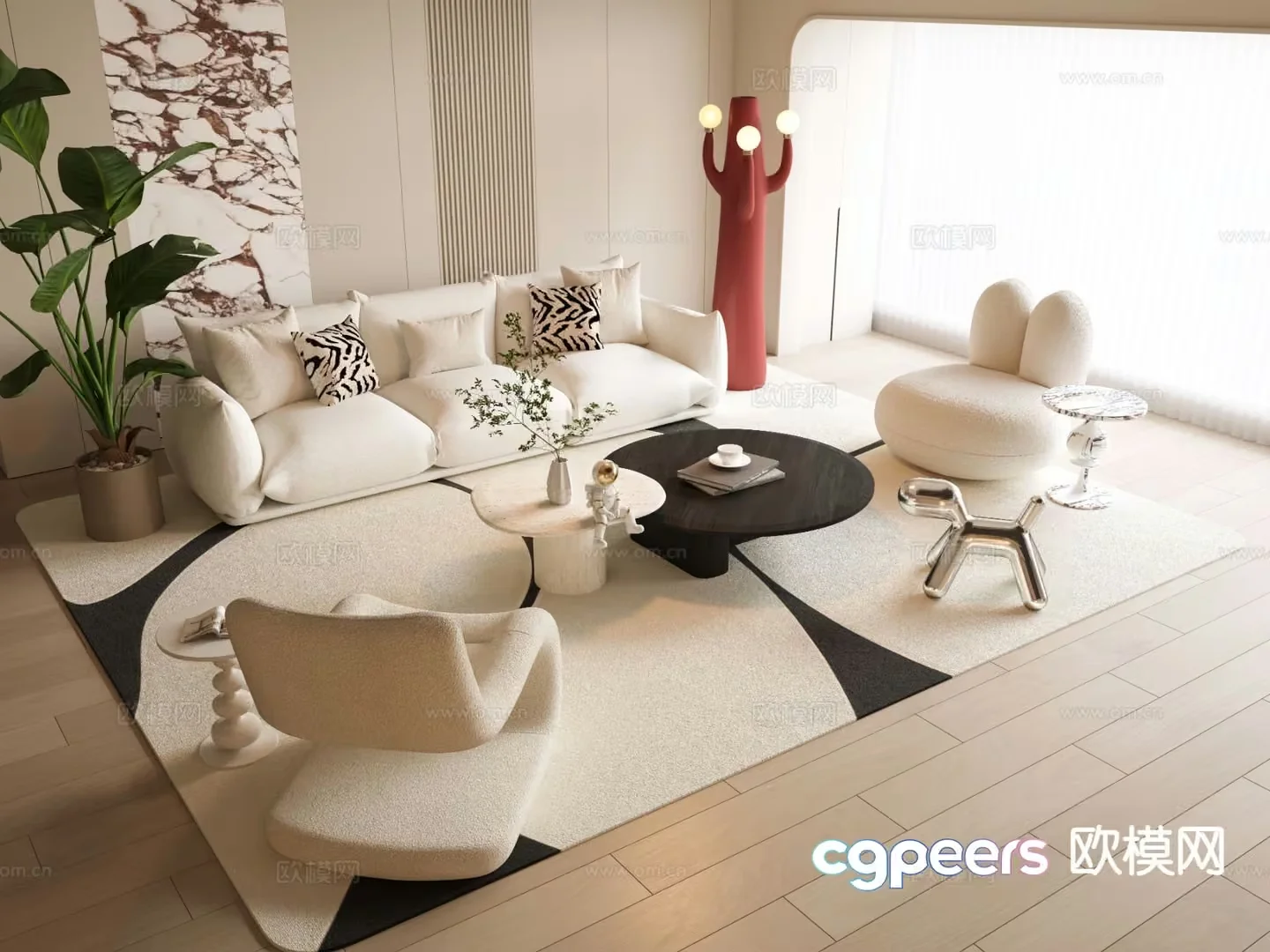 Modern Living Room 3D Model – 17915 – VRAY Render