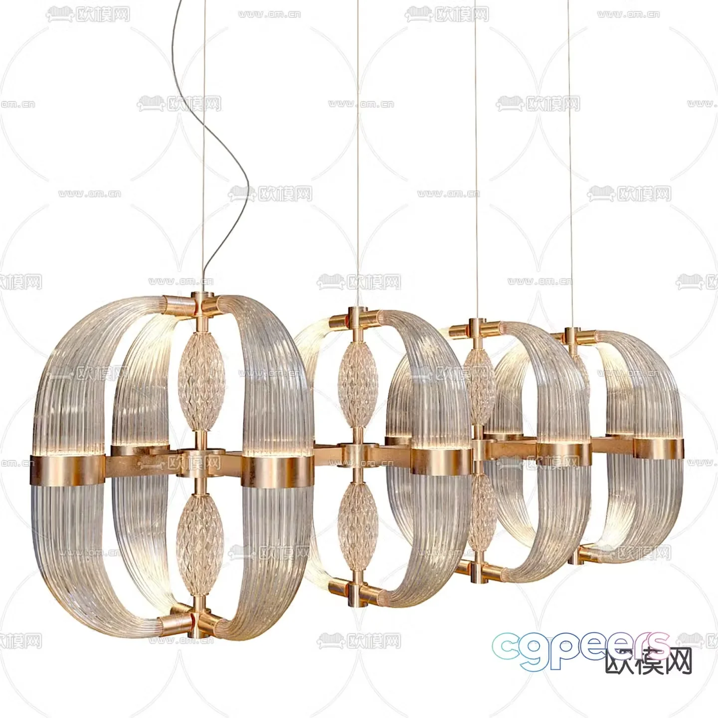 Glass chandelier long chandelier 3d model