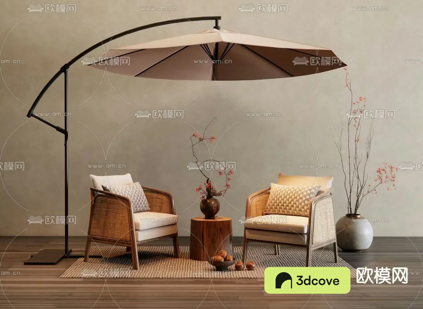 New Chinese style outdoor chair parasol