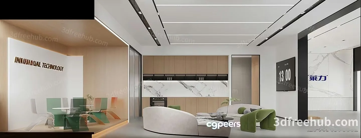 Modern Office Interior 3D Model – 18569 – VRAY Render