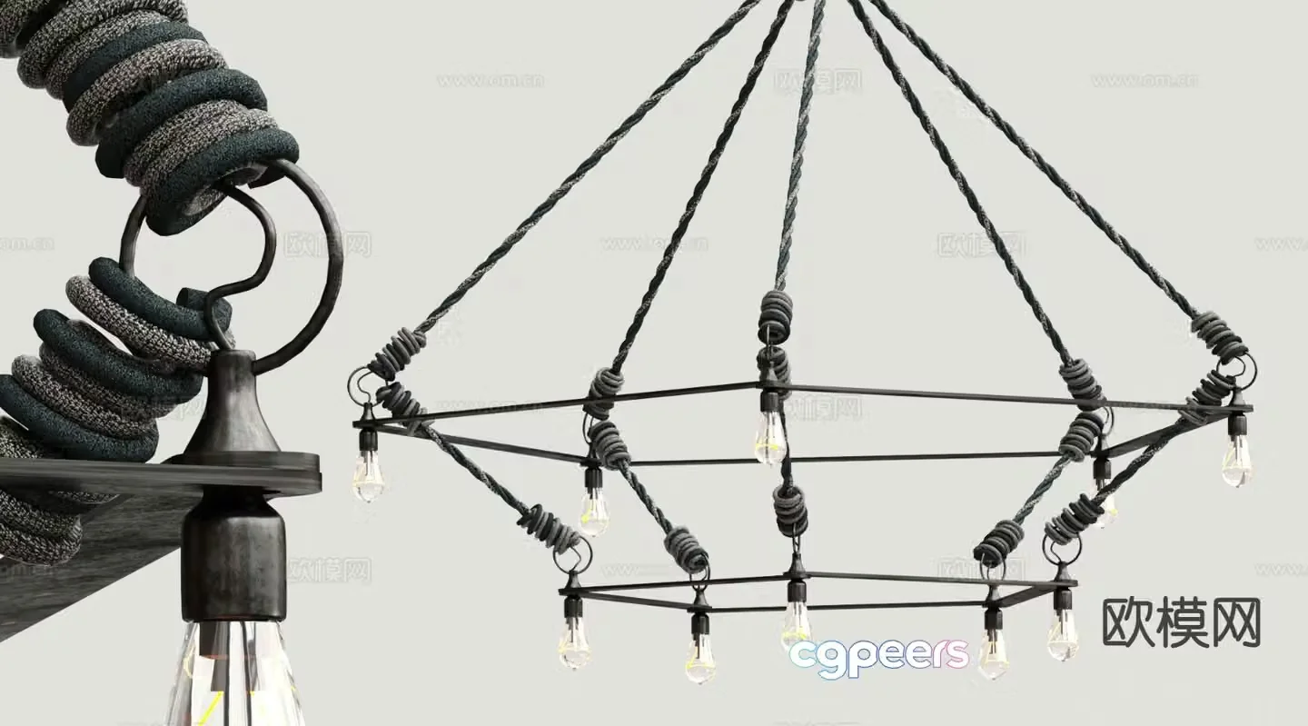 Industrial style chandelier multi-head chandelier 3d model