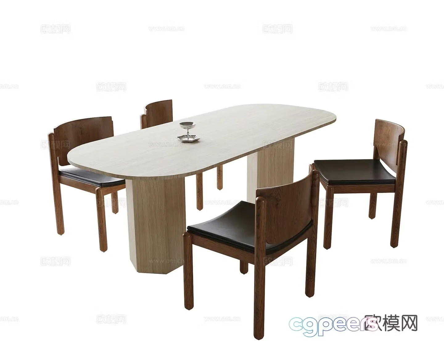 Modern dining table and chair combination dining chair single chair 3d model