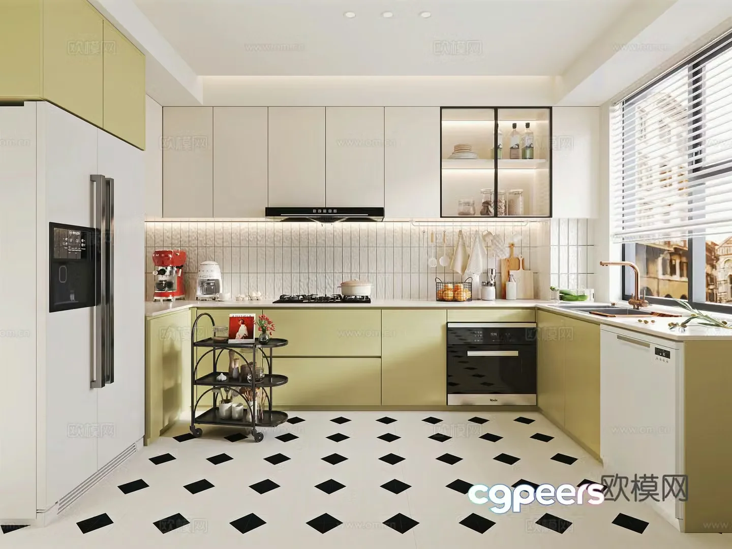 Cream style kitchen 3d model