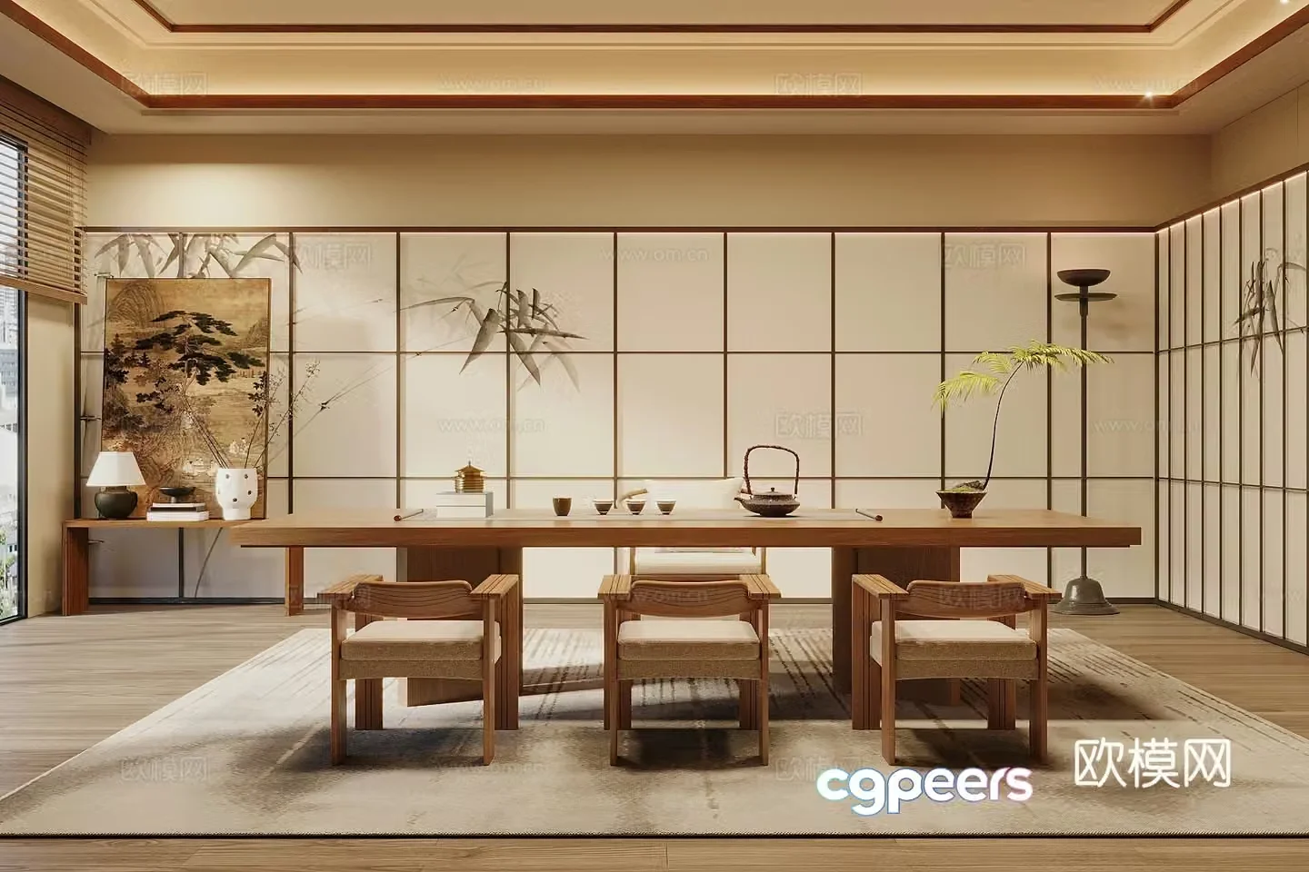 Song style tea room New stroke tea room Song style tea table and chair Tea table and chair combination 3D model