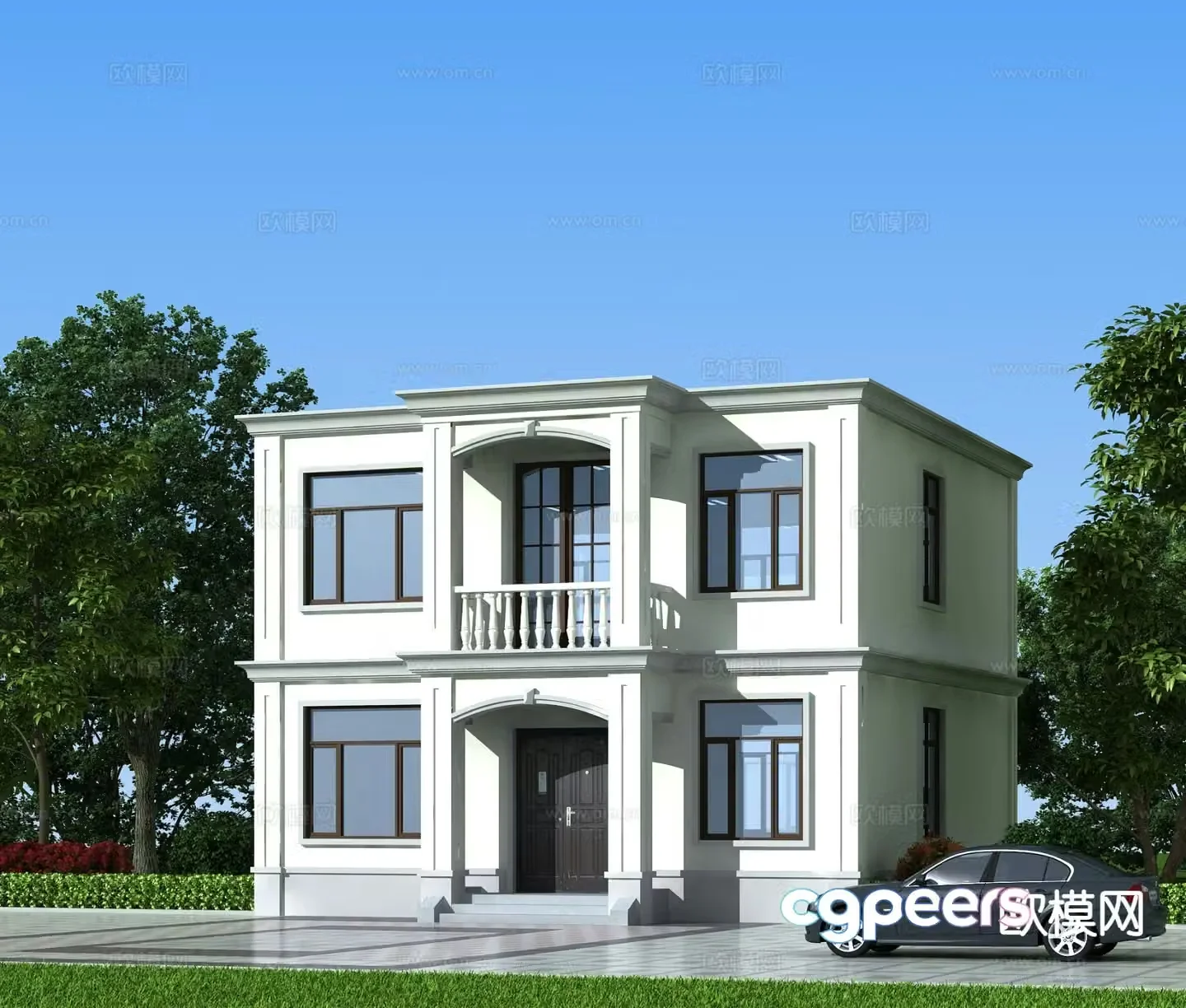 3D model of simple European single-family villa
