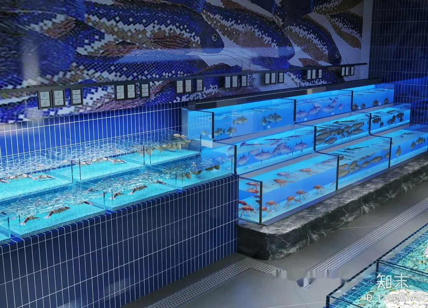 The Main Subject Is A Large Aquarium With Many Fish 3D Model – 7917 – VRAY Render