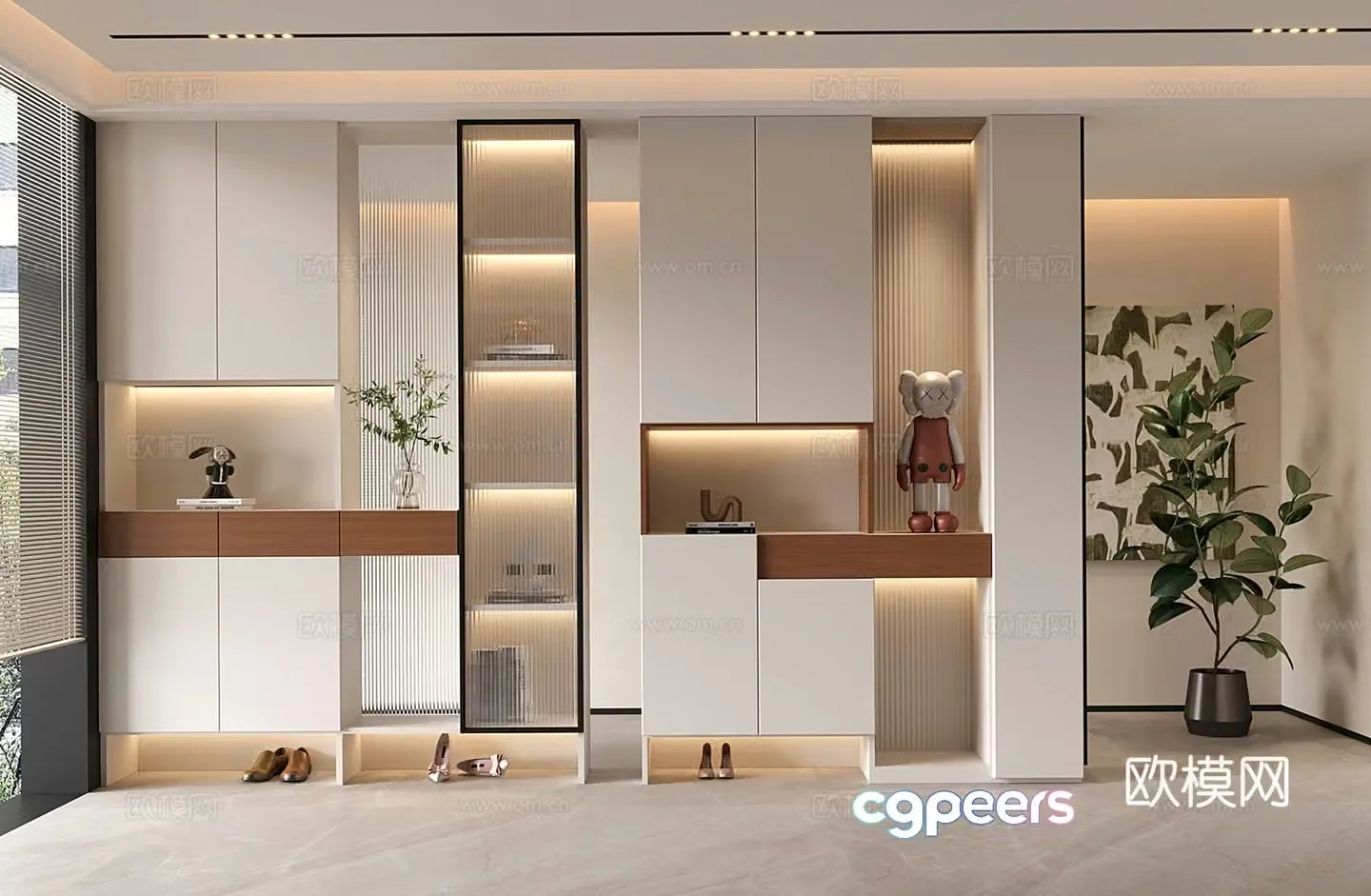 Modern entrance partition cabinet partition shoe cabinet functional entrance 3D model