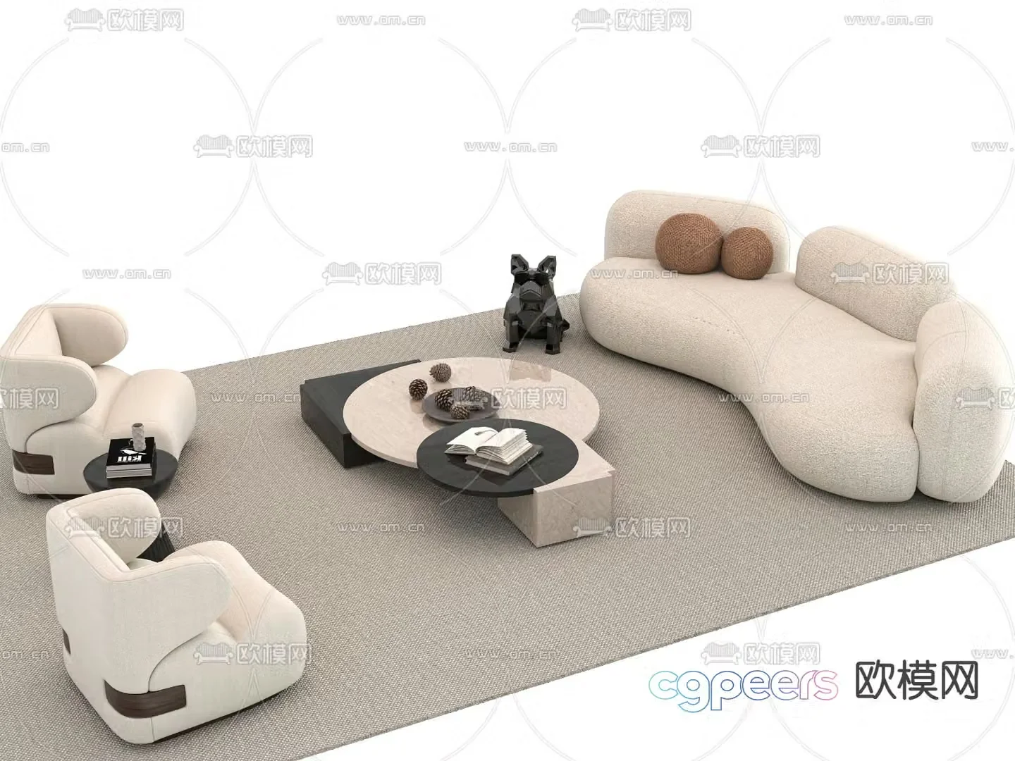 Modular sofa curved sofa 3d model