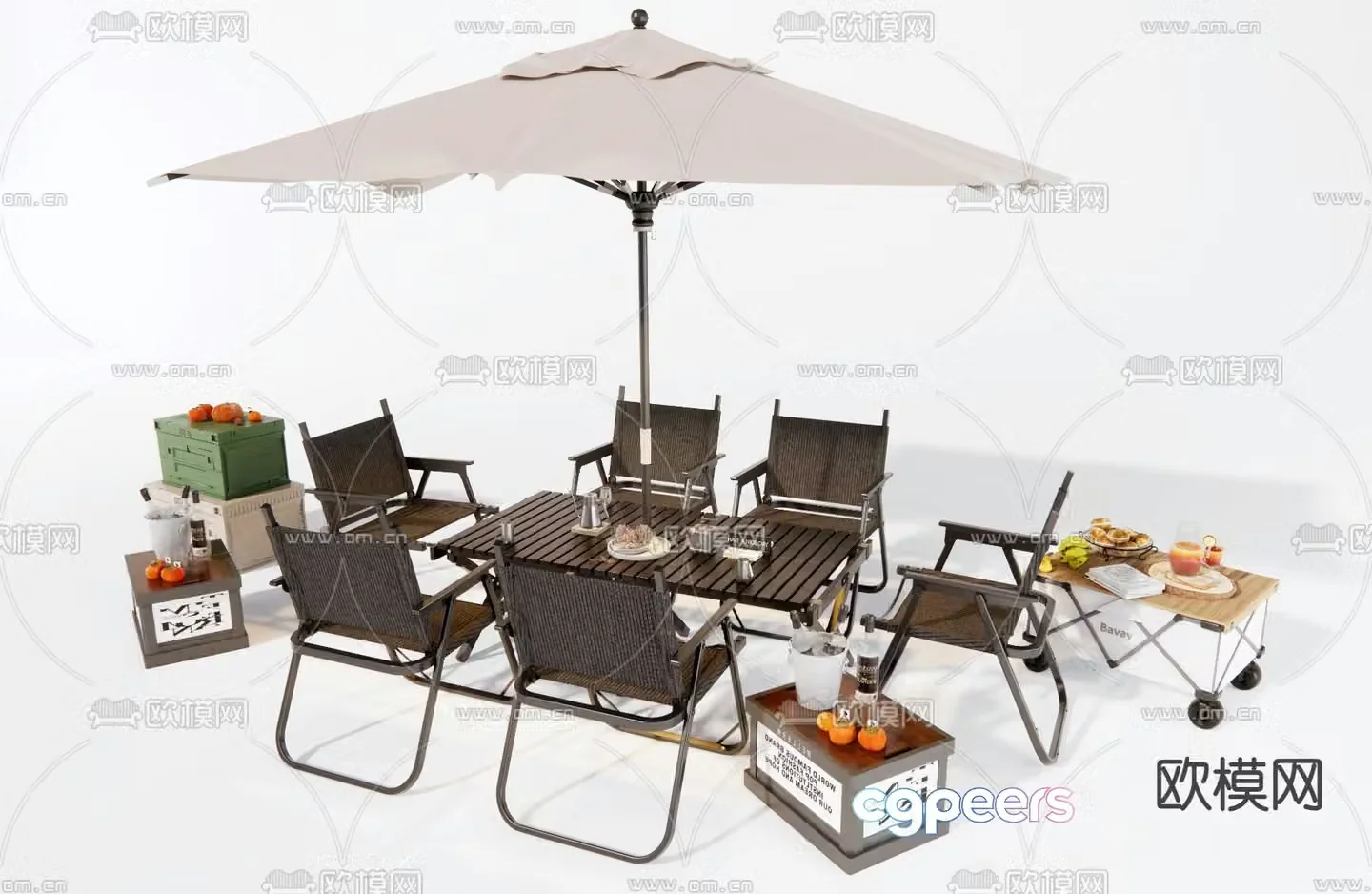 Outdoor tables and chairs folding tables and chairs camping outswing 3d model