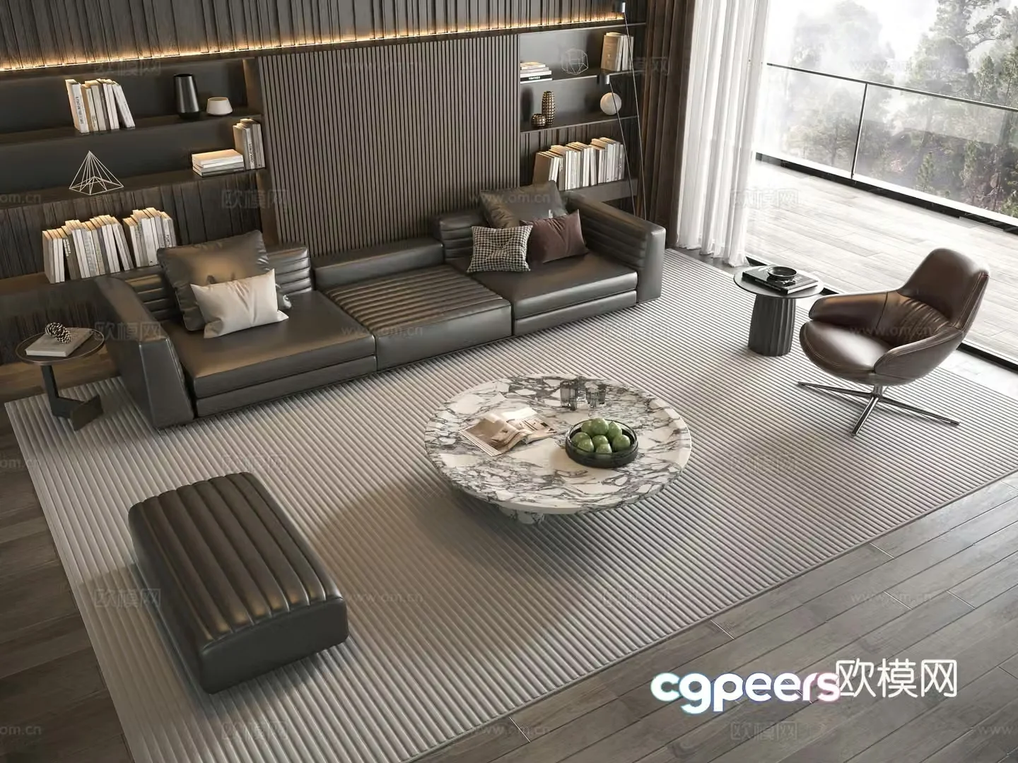 Minotti modern Italian sofa coffee table combination 3D model