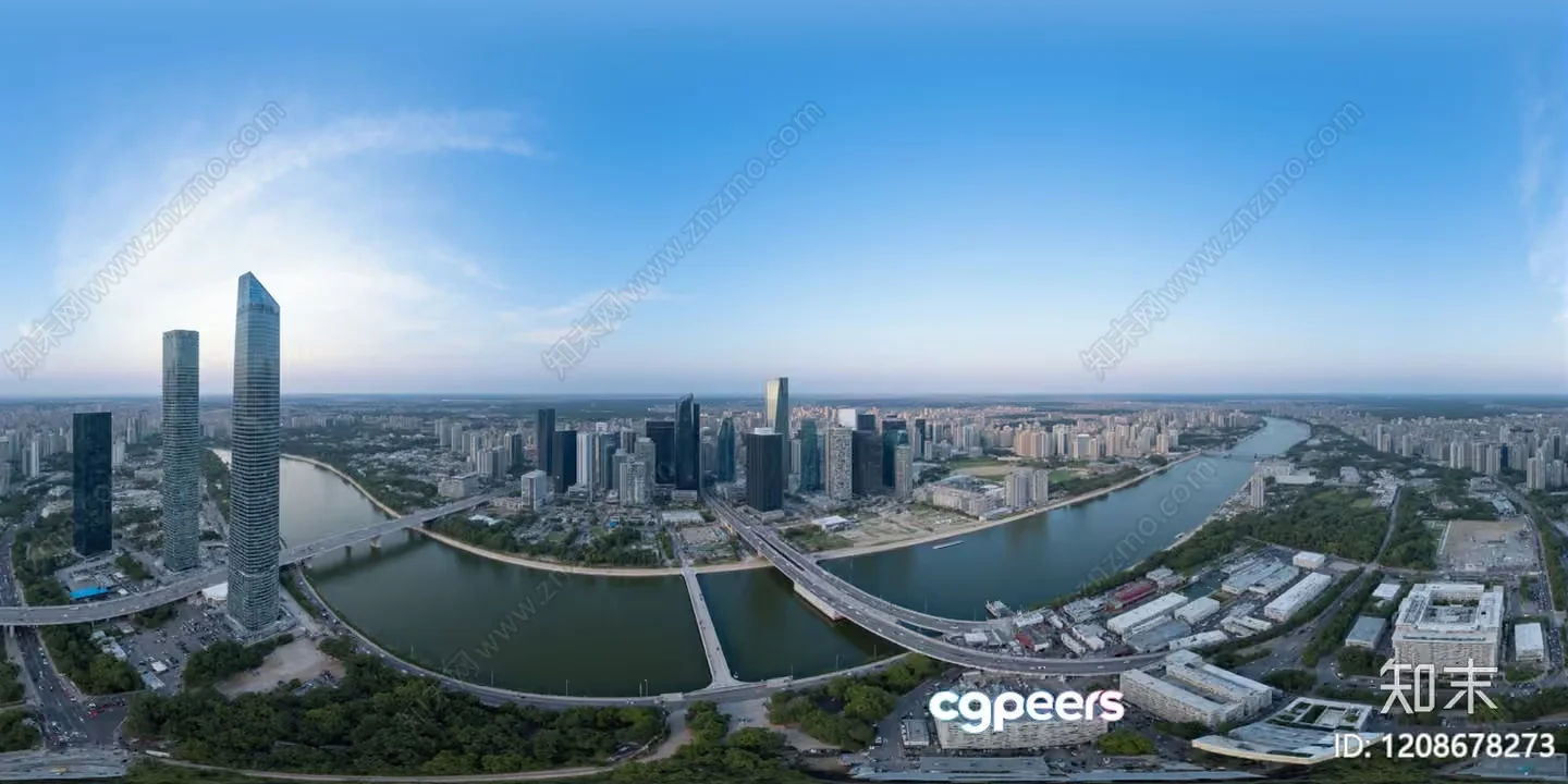 A City Skyline With A River 3D Model – 8478 – VRAY Render