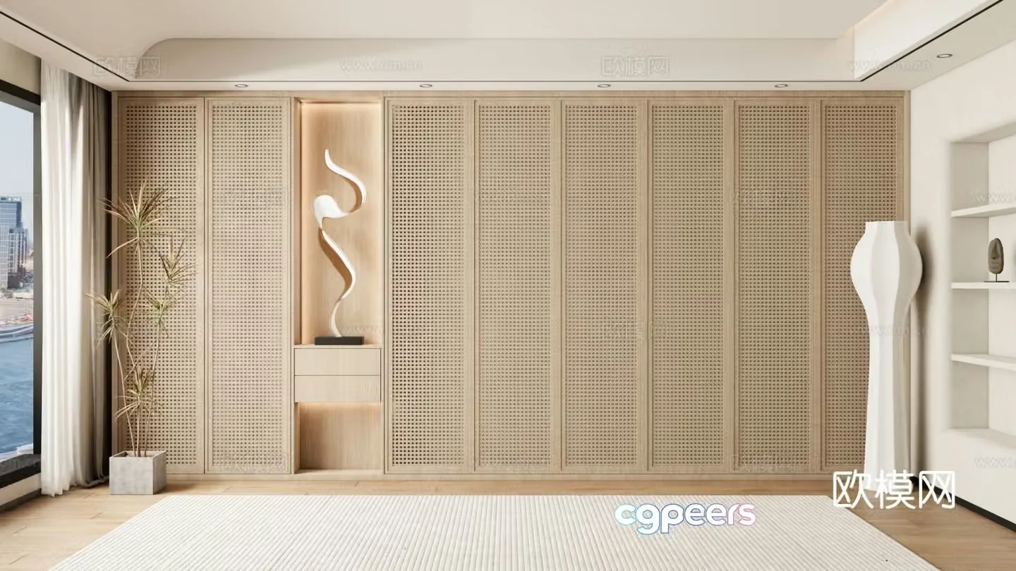 Wabi Sabi Wardrobe Rattan Wardrobe 3D model