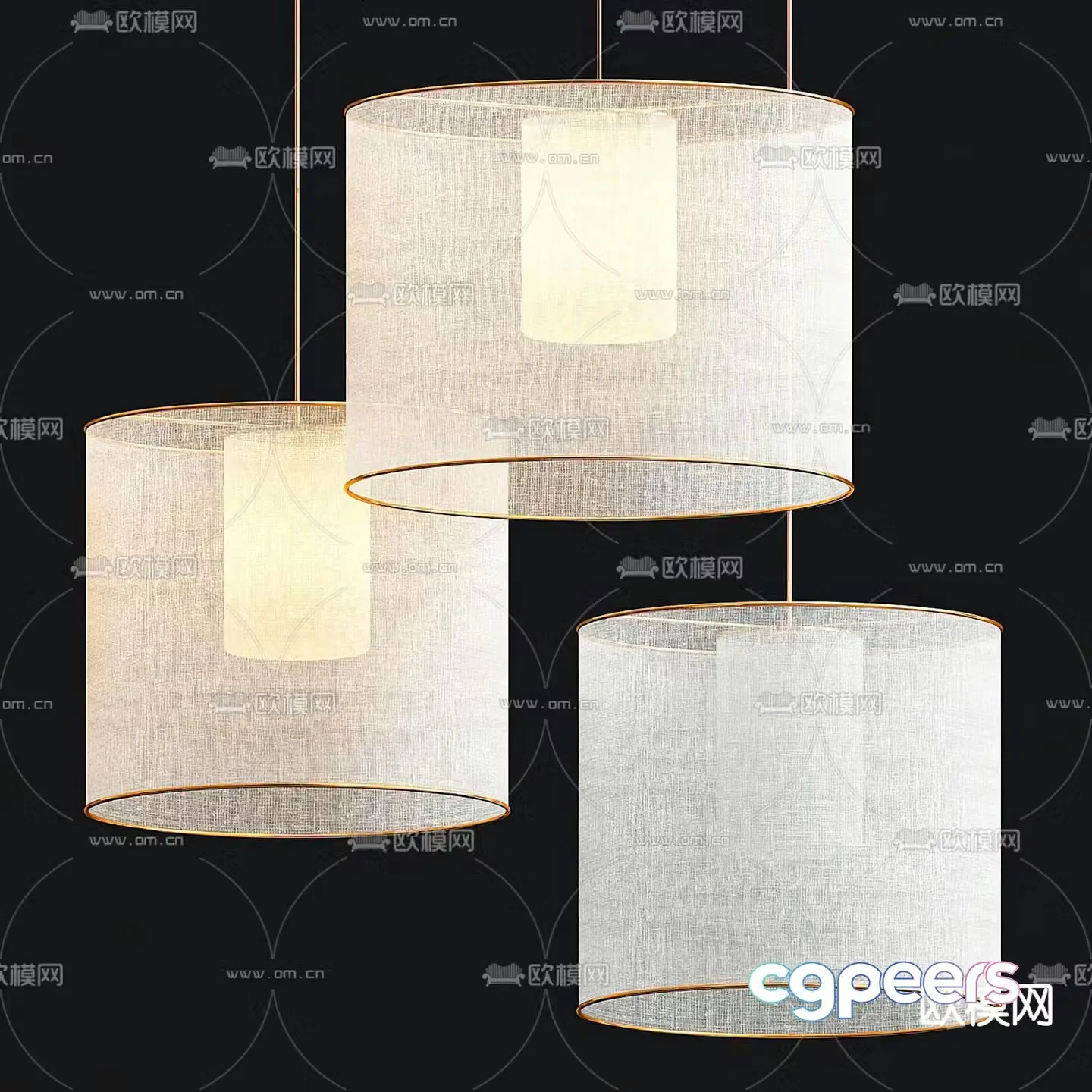 New Chinese style chandelier cloth pattern chandelier 3d model