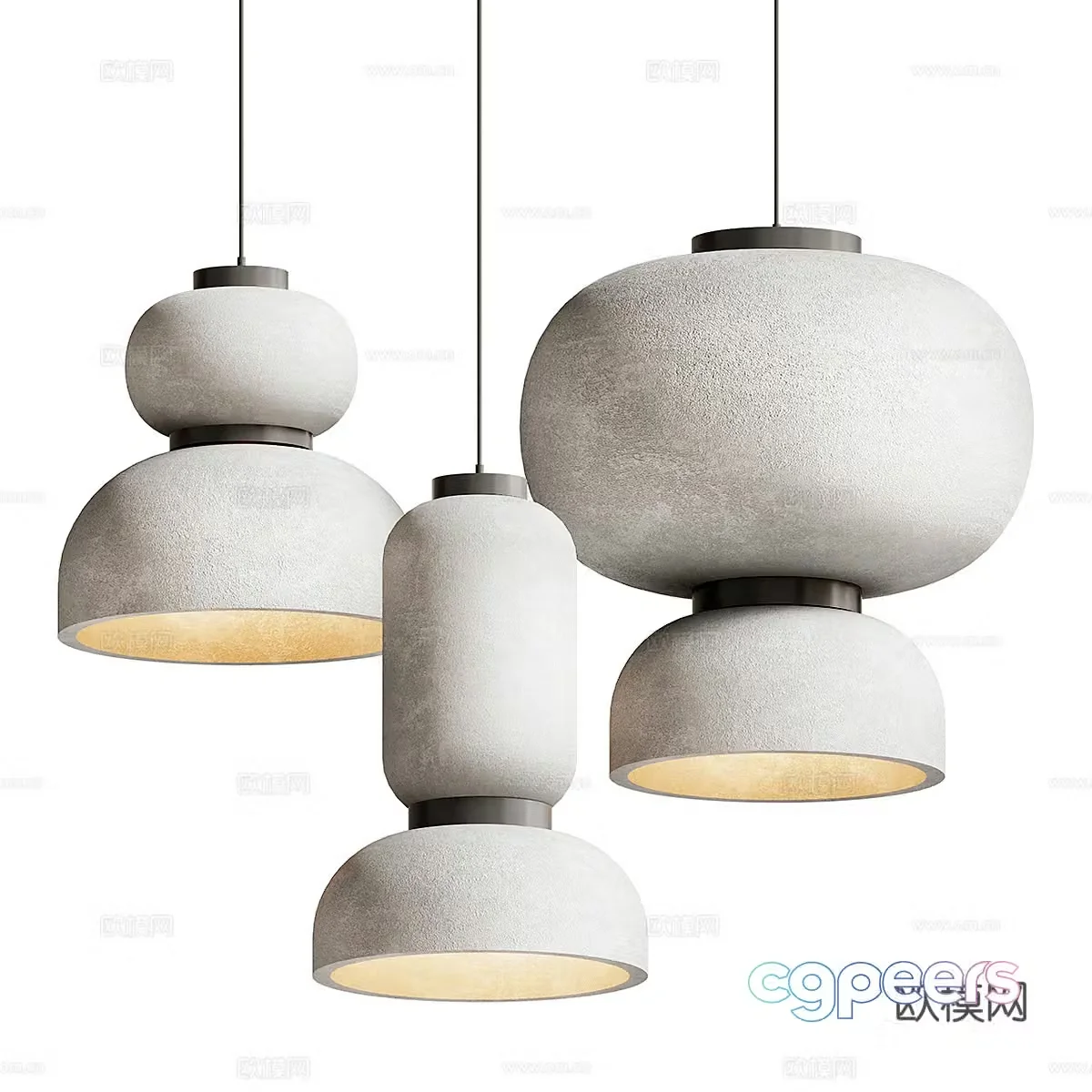 New Chinese style Wasabi Japandi Lantern Chandelier 3D Model