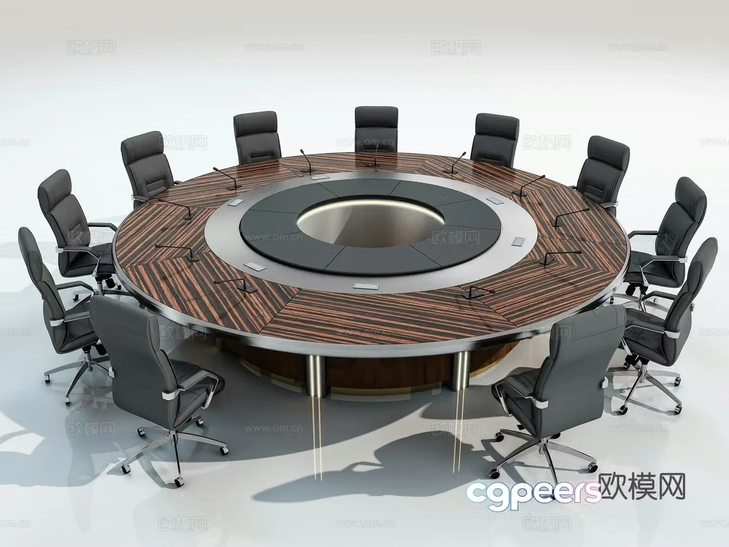 Modern circular conference table 3d model