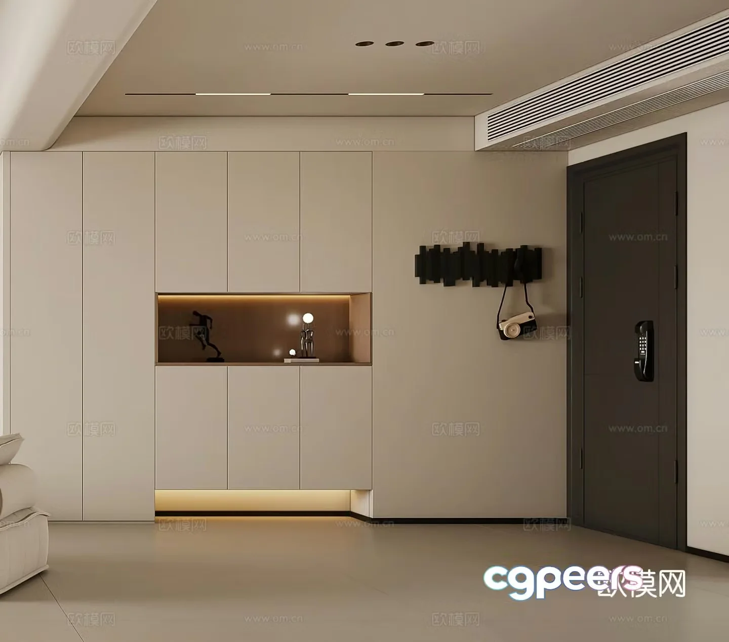 Modern entrance shoe cabinet 3d model