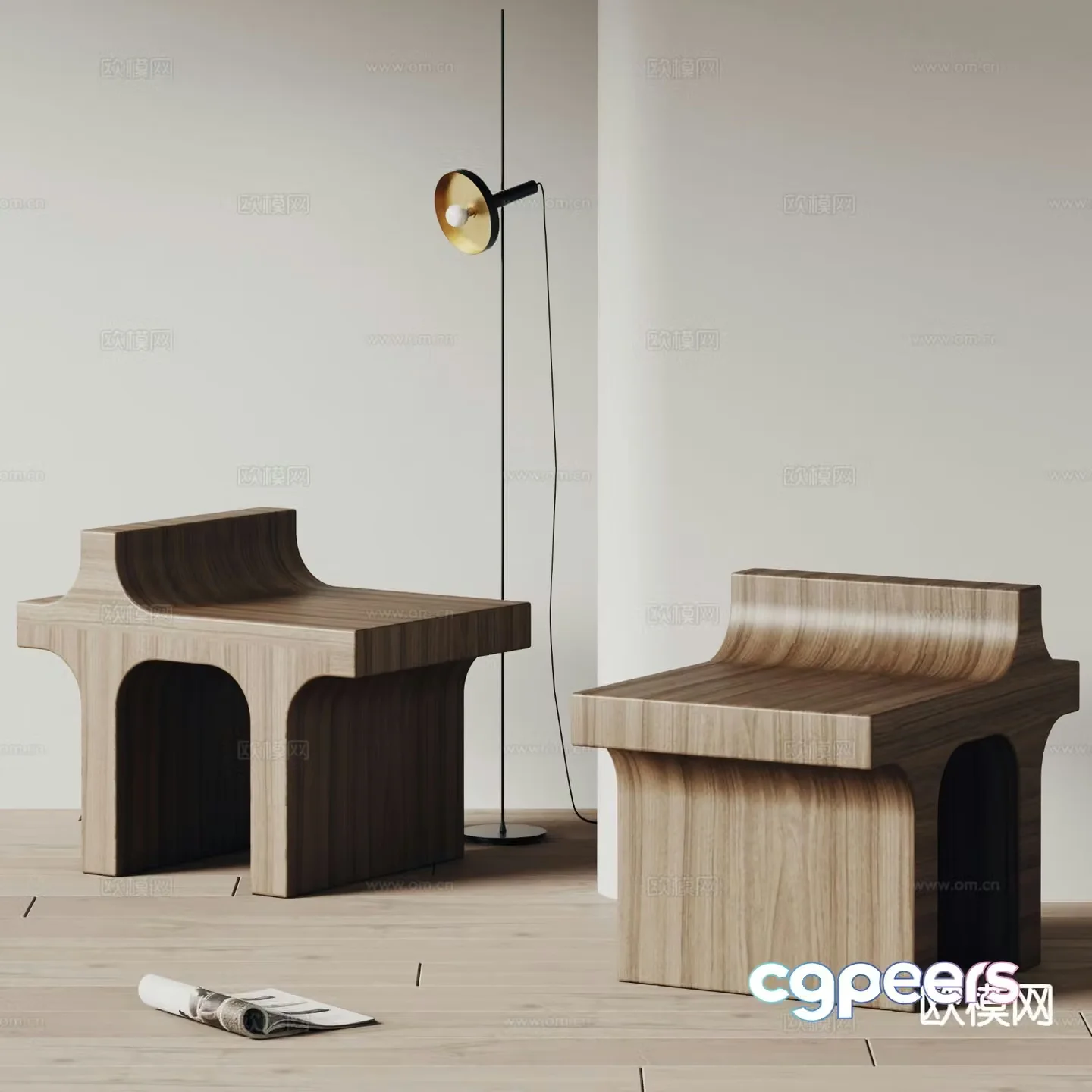 NORHOR Wasabi Stool Low Stool Wooden Stool 3D Model