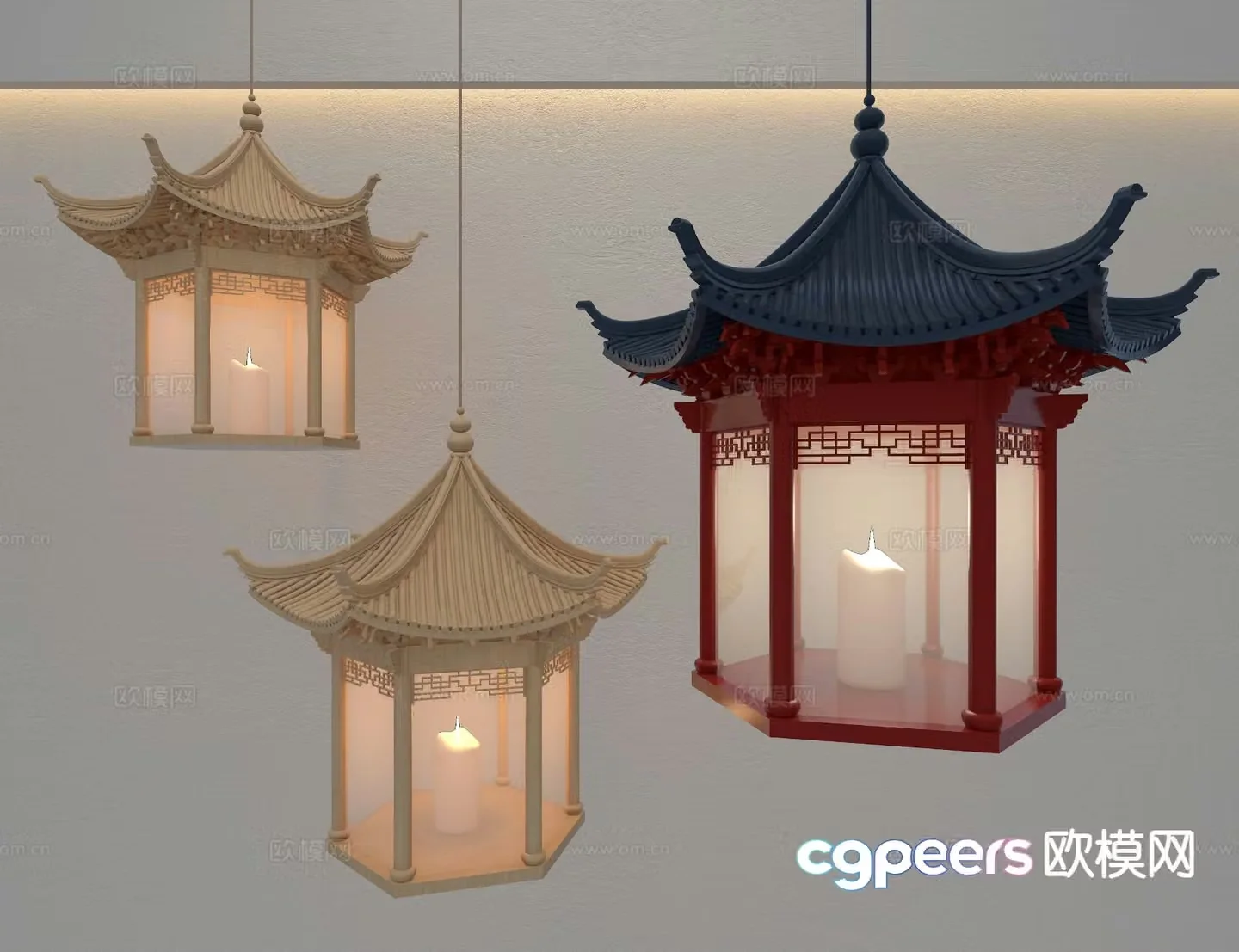 New Chinese style chandelier 3d model