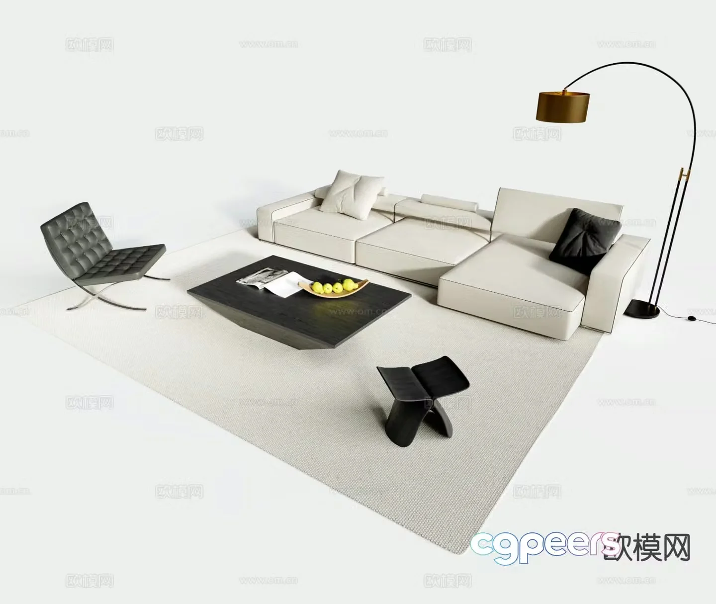 Modern sectional sofa 3d model