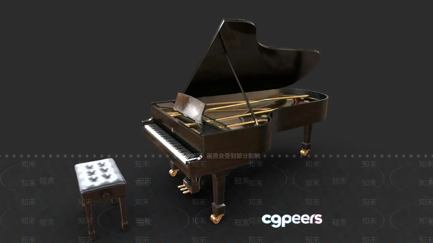 A Grand Piano 3D Model – 5476 – VRAY Render