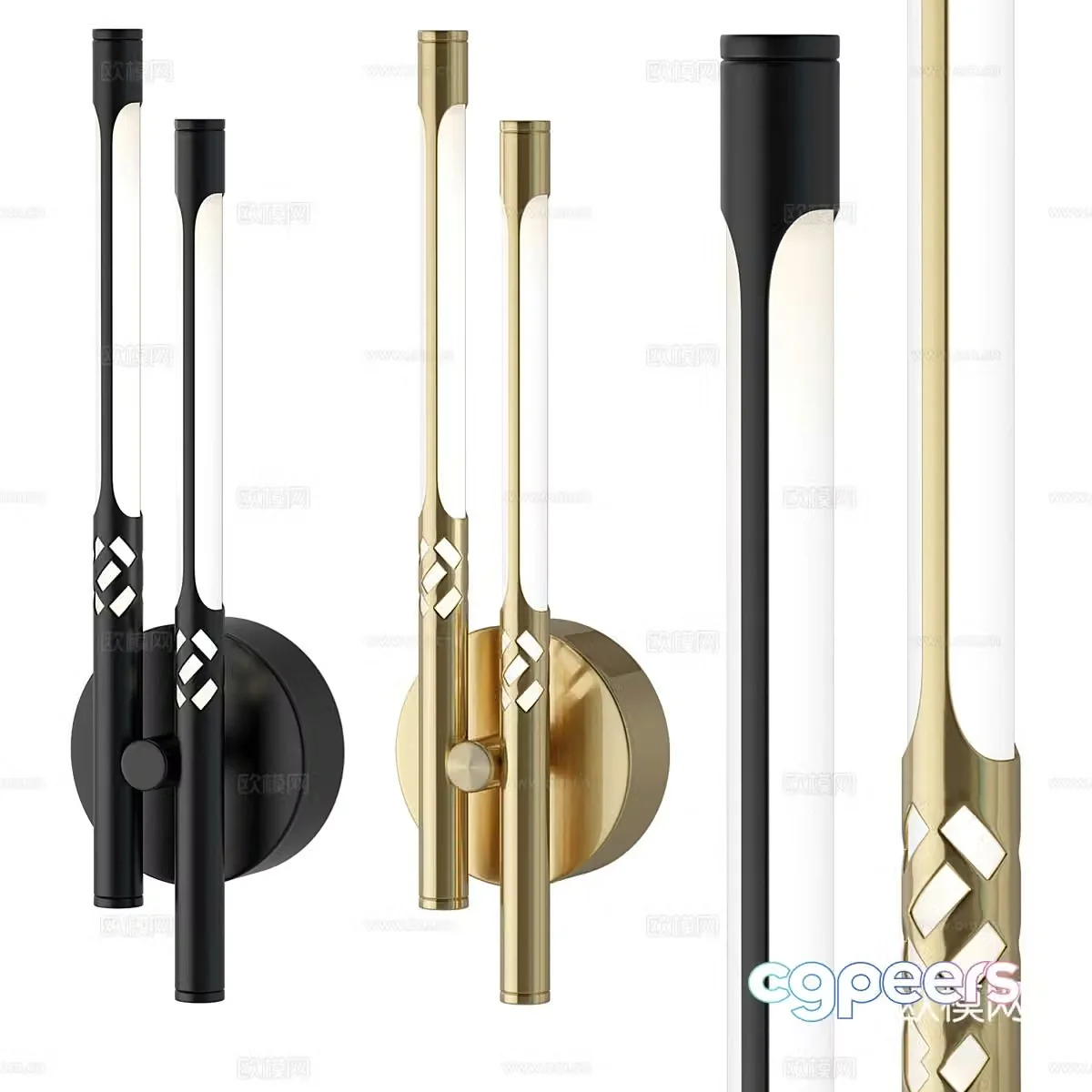 Modern light luxury metal wall lamp 3D model
