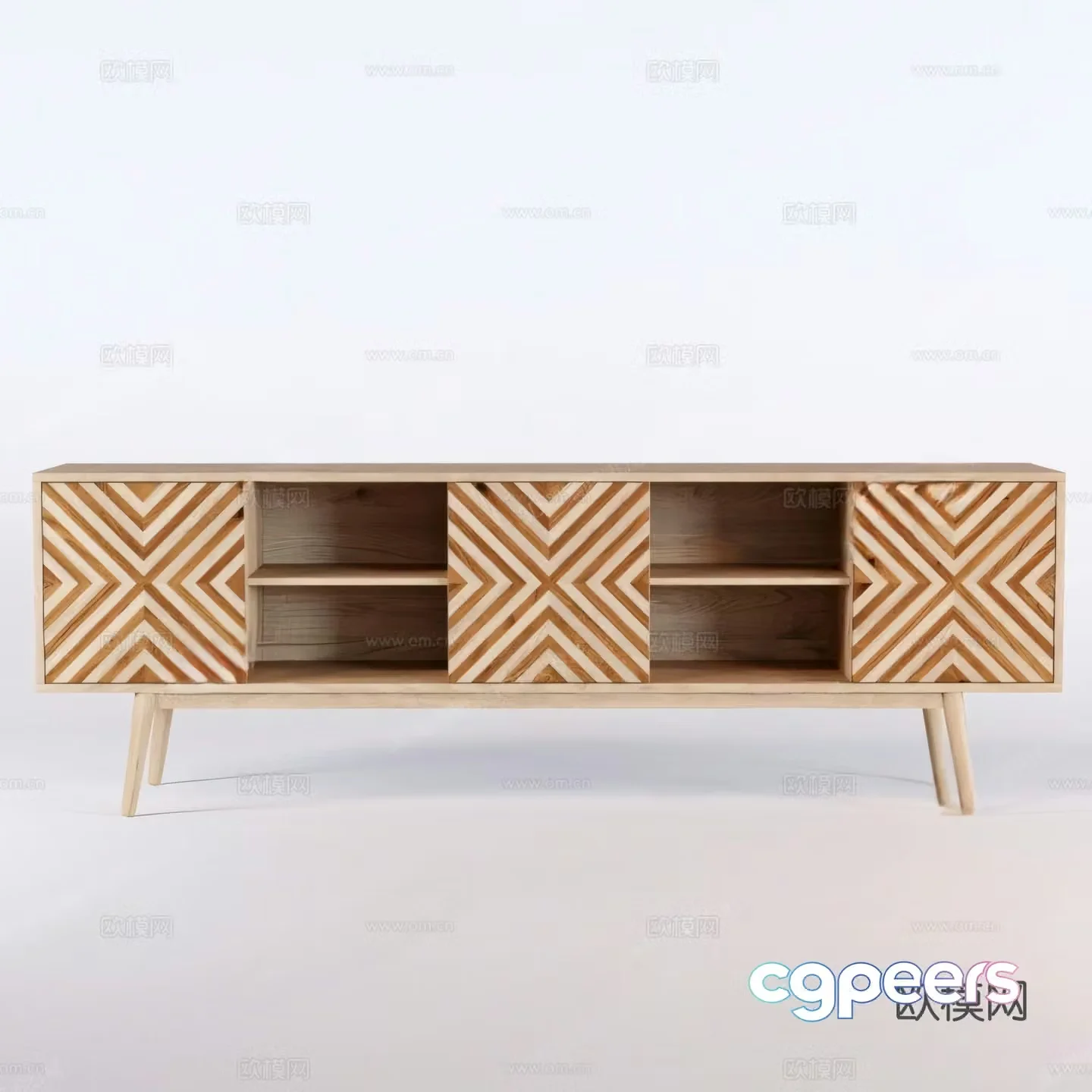 Log style TV cabinet 3D model