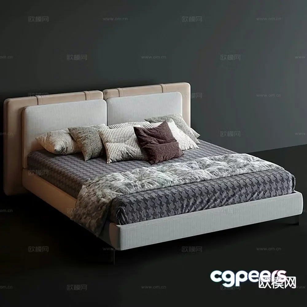 Modern double bed 3d model