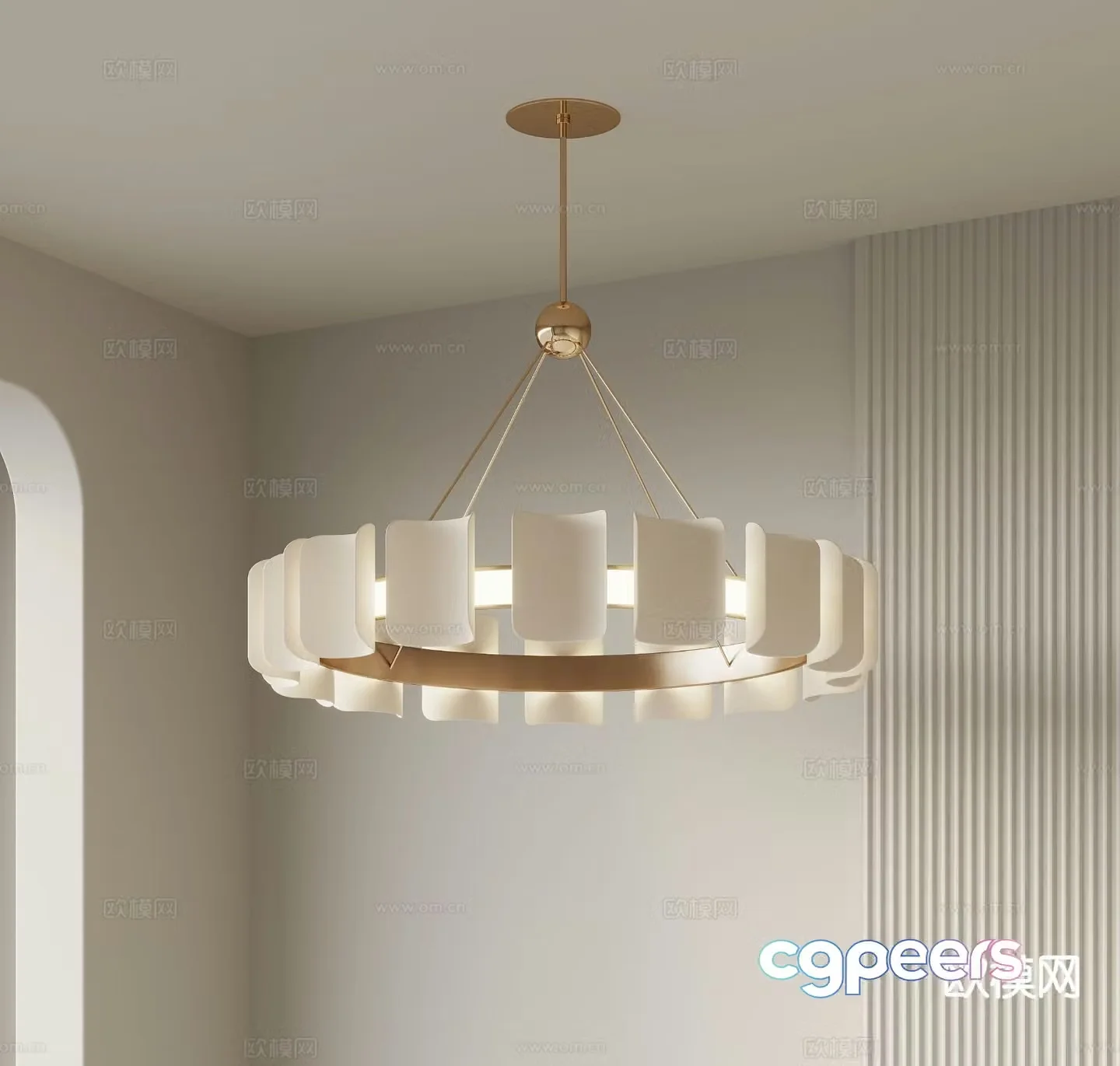 Cream style chandelier ring chandelier 3d model