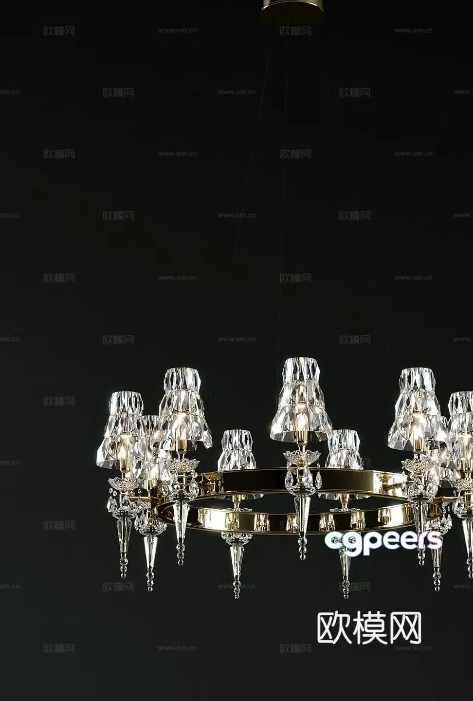 Light luxury crystal chandelier 3d model
