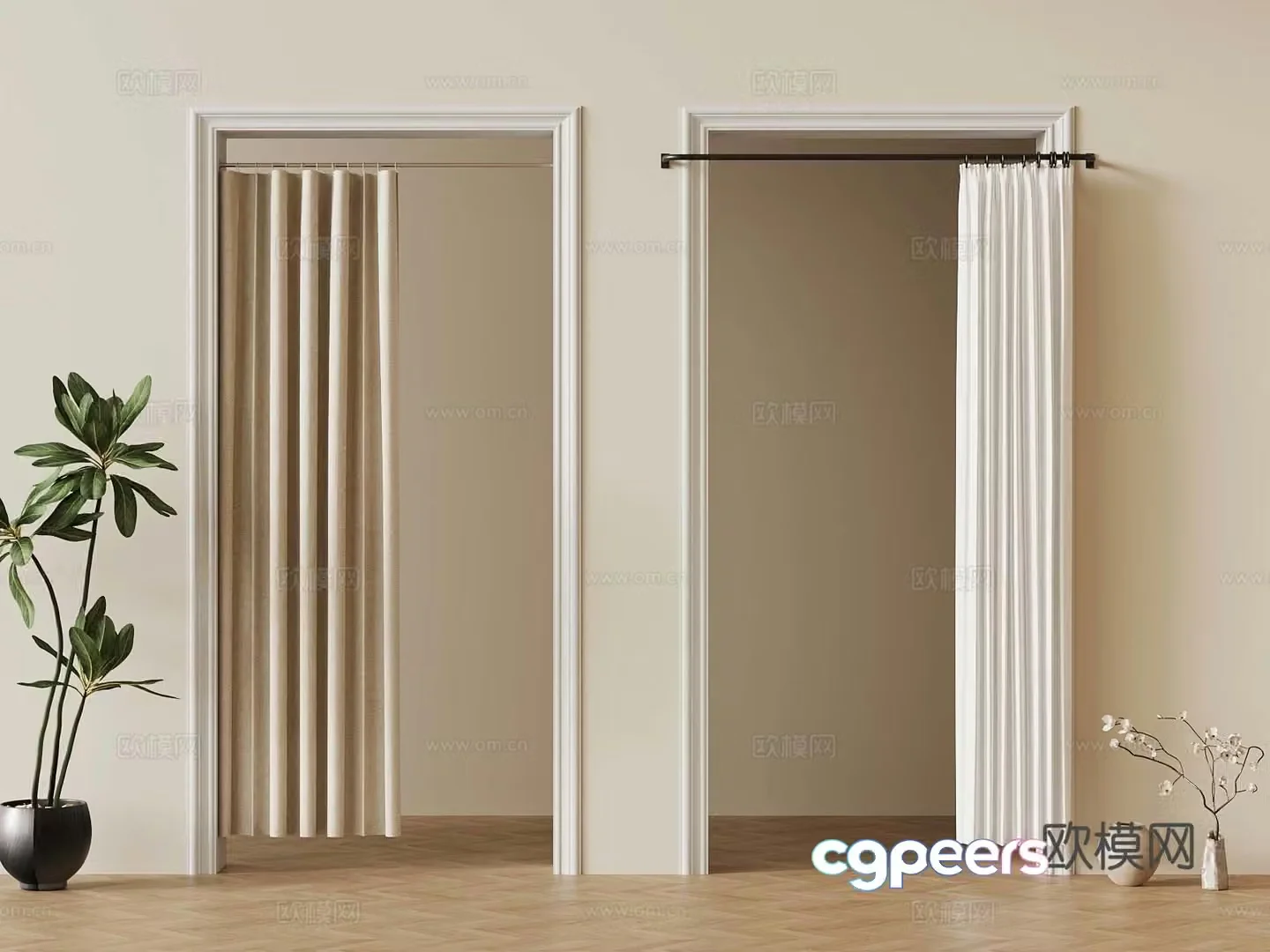 Modern shower curtain 3d model