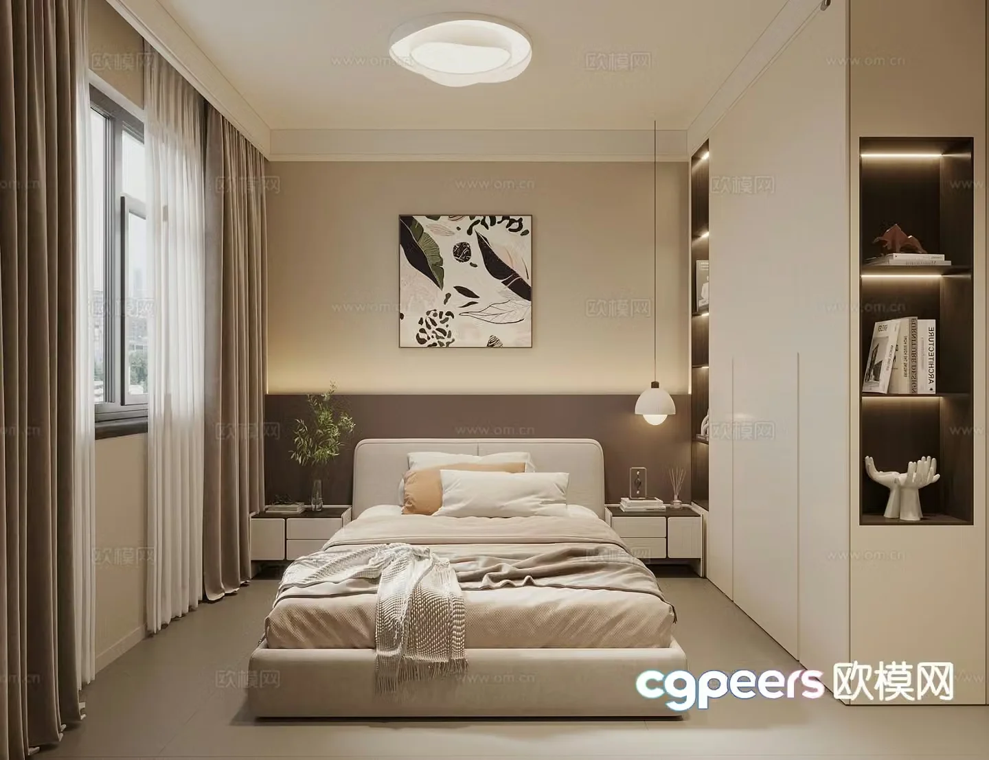 Cream style bedroom second bedroom 3D model