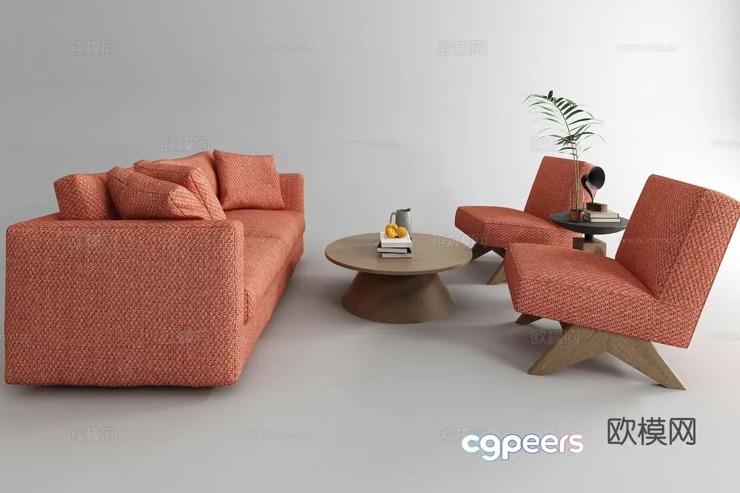 Washi casual sofa coffee table combination sofa 3D model