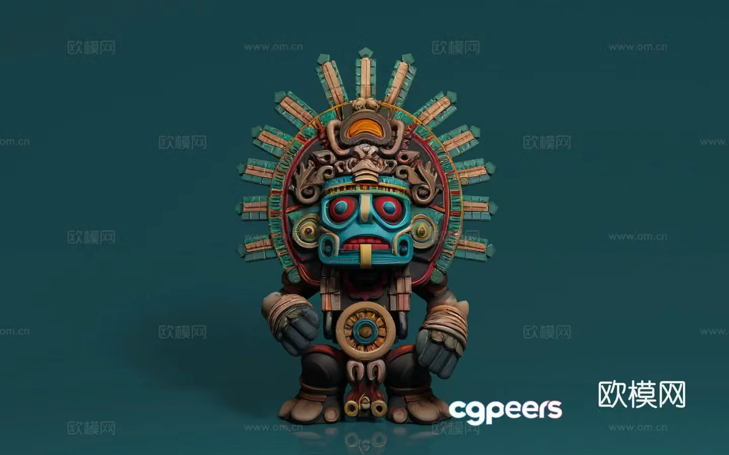 Sun God Statue Central and South America Aztec Culture Mayan Culture Tribal God Statue Tribe 3D Model