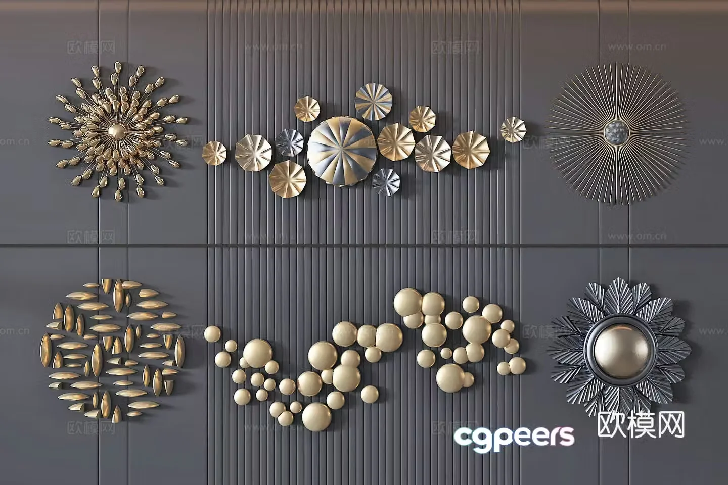 Modern light luxury wall decoration pendant three-dimensional painting art installation 3d model