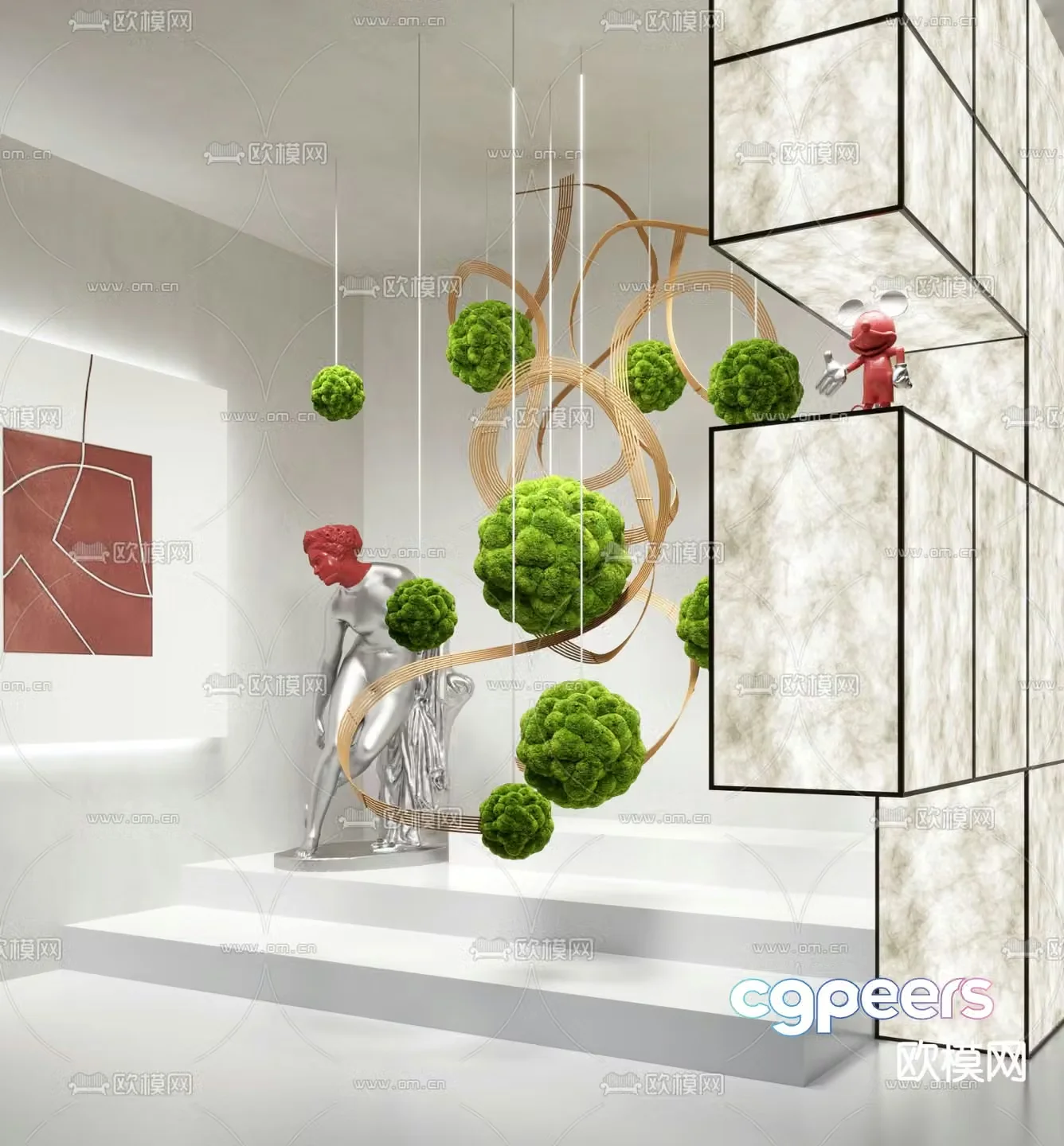 Hanging plants Art installation 3d model