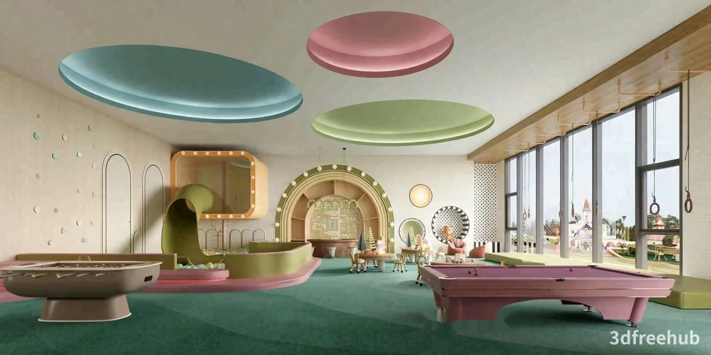 A Playful Pastel-Colored Game Room 3D Model – 22868 – VRAY Render