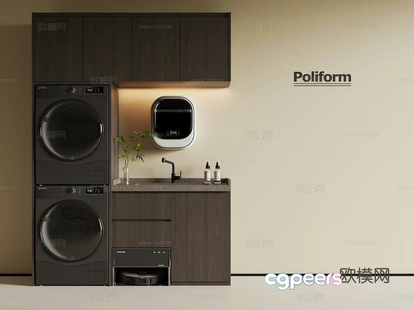 Modern washing machine cabinet sweeping robot 3d model