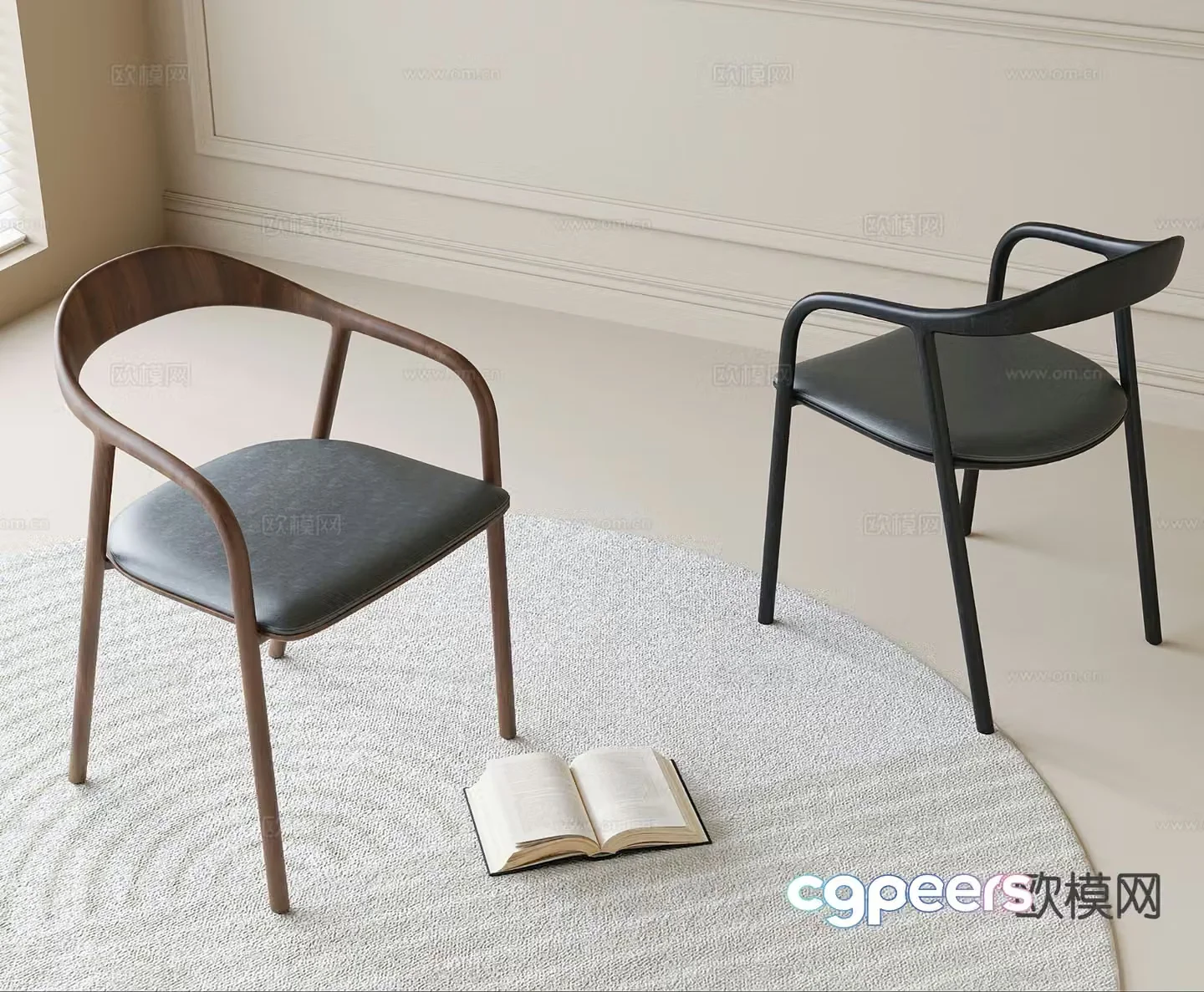 Modern dining chair single chair leisure chair 3d model