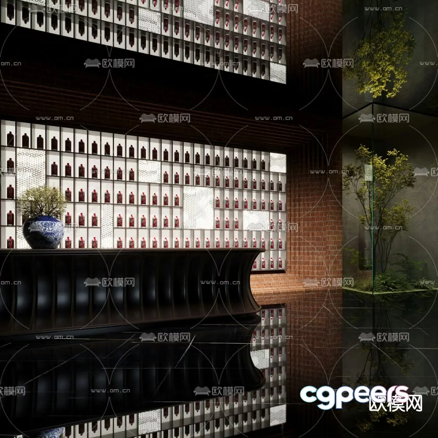 hotel front desk reception desk 3d model