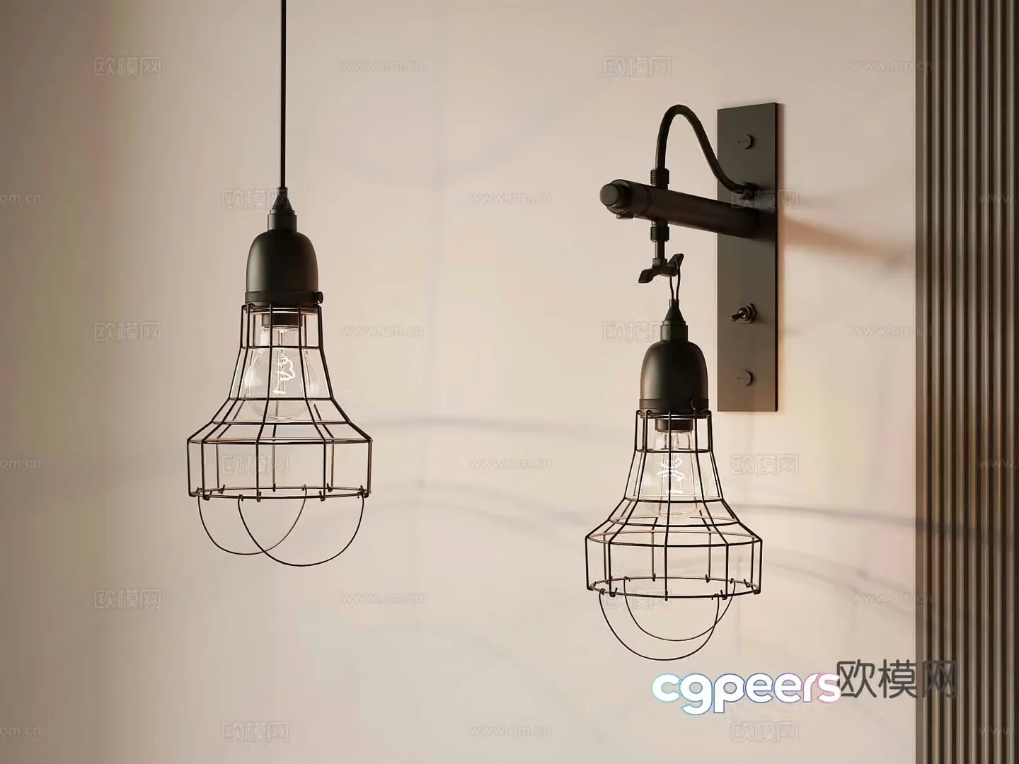 Industrial wind wall lamp chandelier 3d model