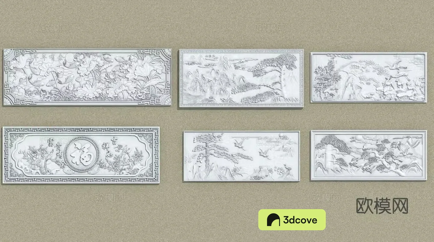 New Chinese relief Populus Arhat 3D model with fish every year