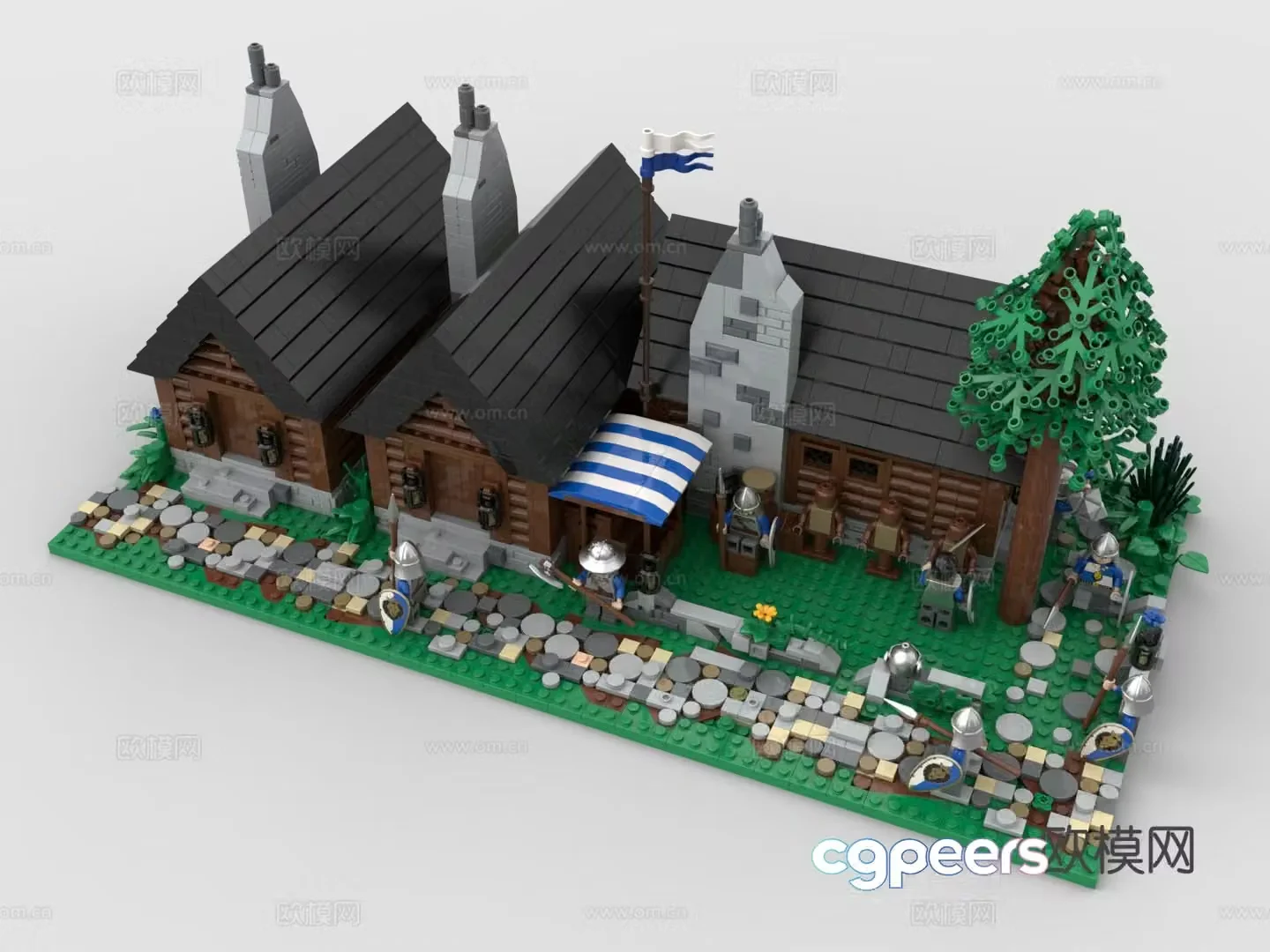 European architecture LEGO LEGO toys building block wooden house 3d model