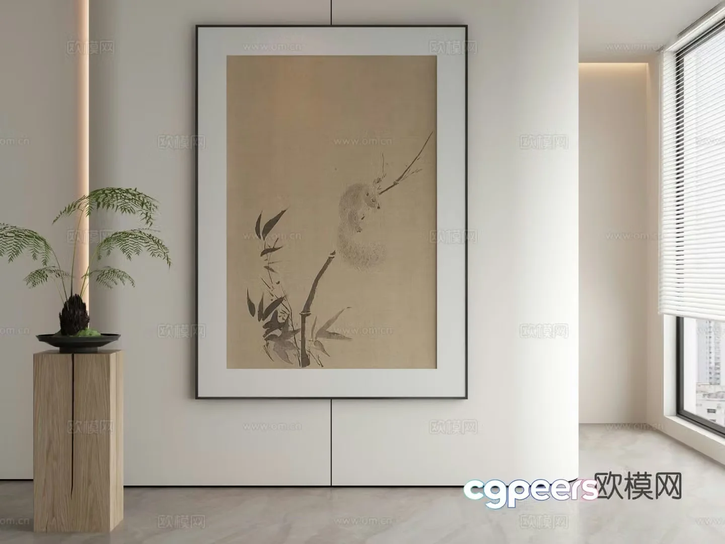 New Chinese style ink painting decorative painting 3D model