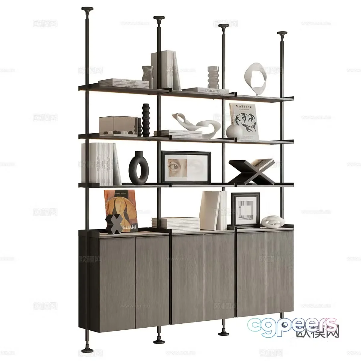 Modern Italian decorative shelf bookshelf 3d model